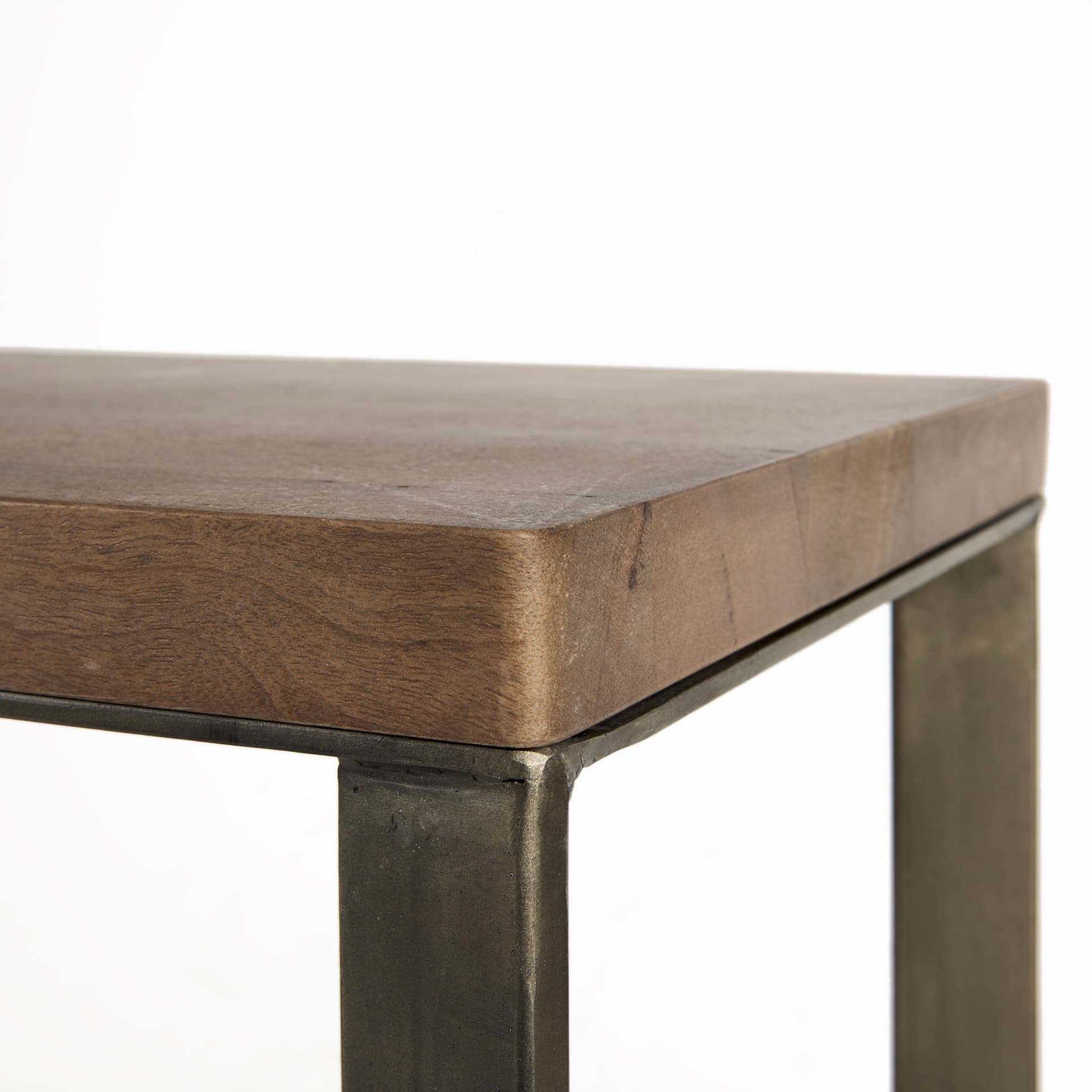 Faye 50L x 15W x 30H Medium Brown Wood W/Antique Nickel Metal Base Console Table — product photograph