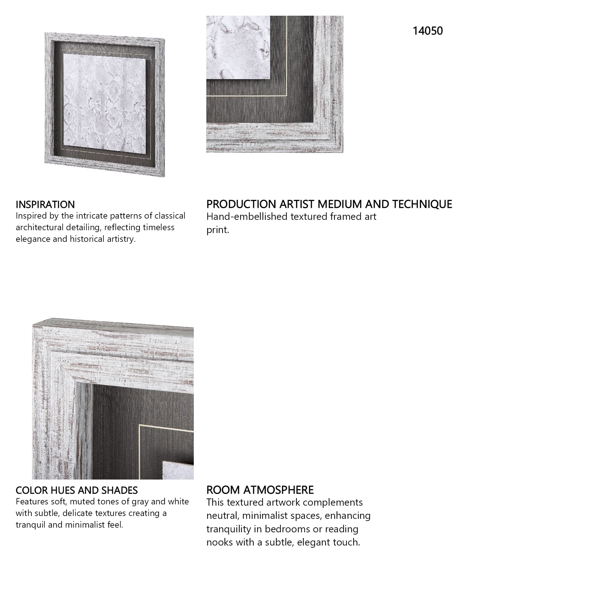 Vintage Tile Collection III by Mercana Studio a Hand Embellished Textured Framed Art Print — in a styled room
