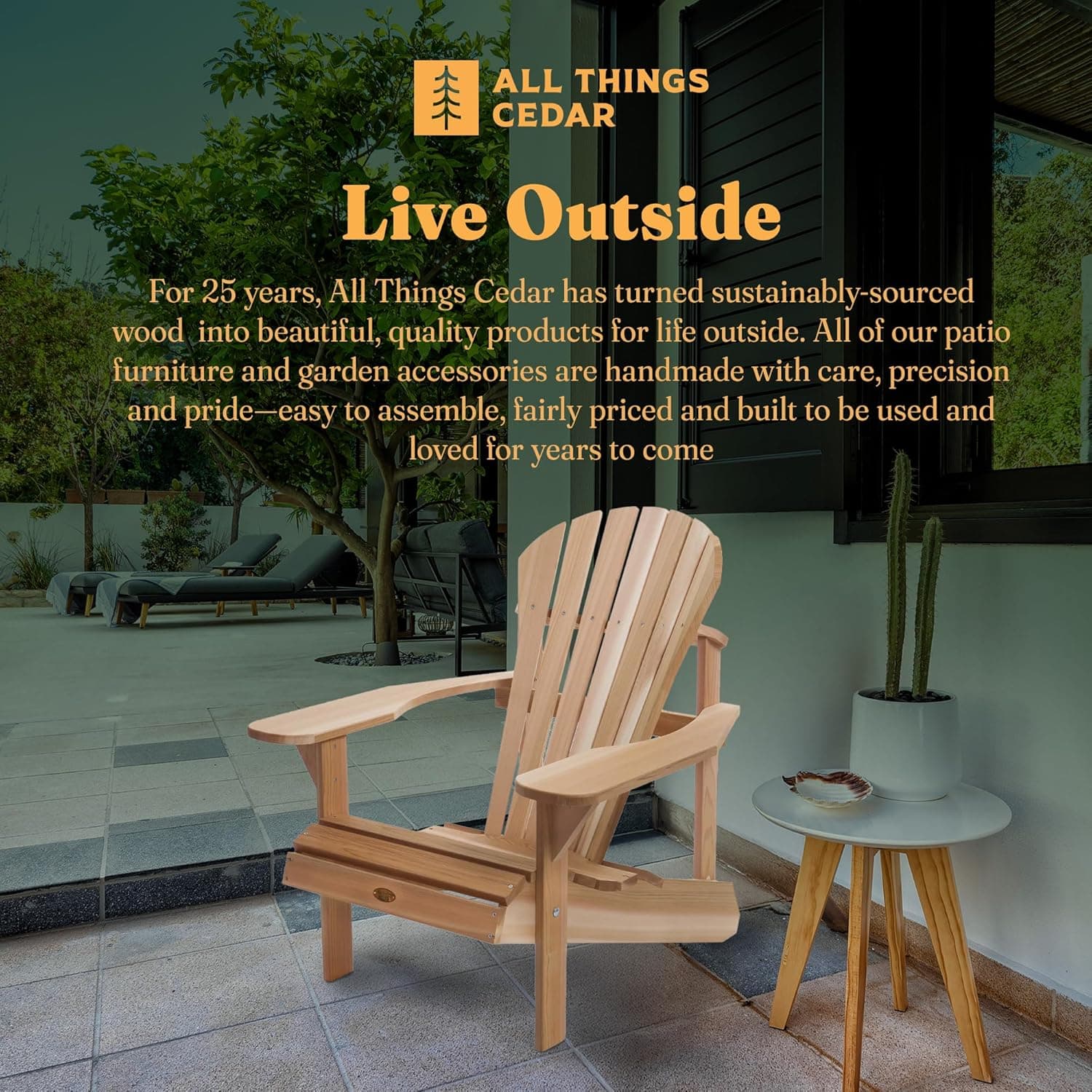 3-Piece Adirondack Cedar Chair & Table Set — product photograph