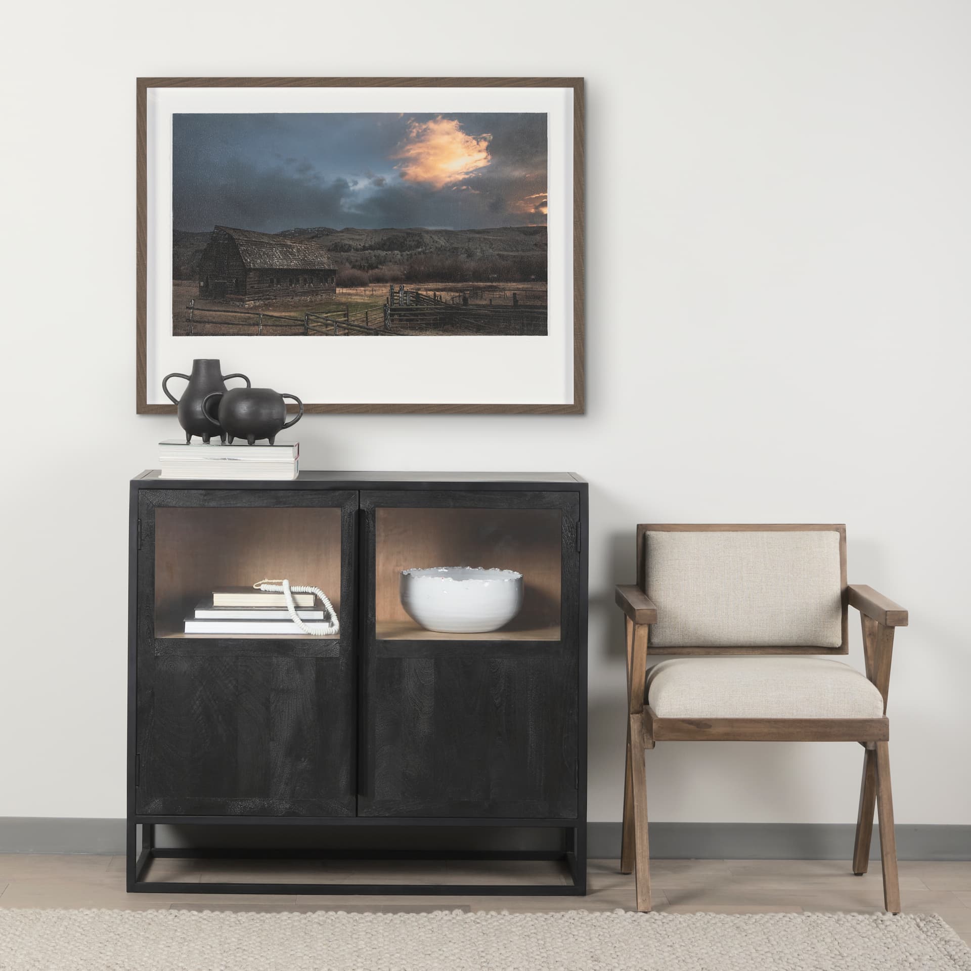 Storm's Horizon by Chad Mackay a Hand Embellished Textured Framed Photo Art Print Matted under Glass — in a styled room
