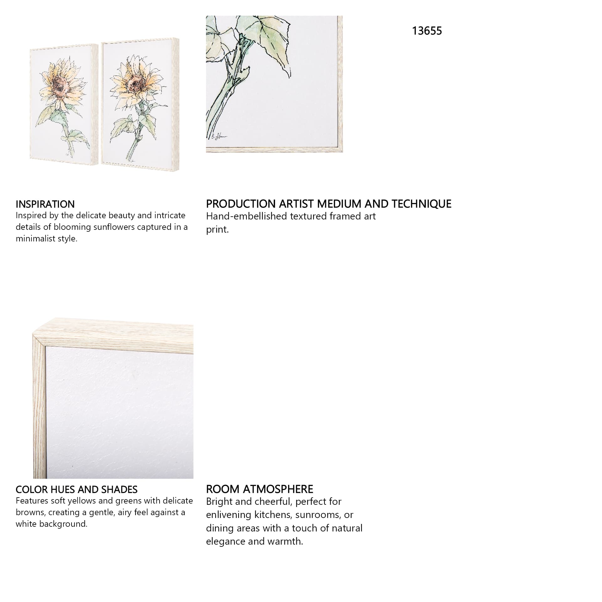 Sunflower I by Mercana Studio a Hand Embellished Textured Framed Art Print — in a styled room