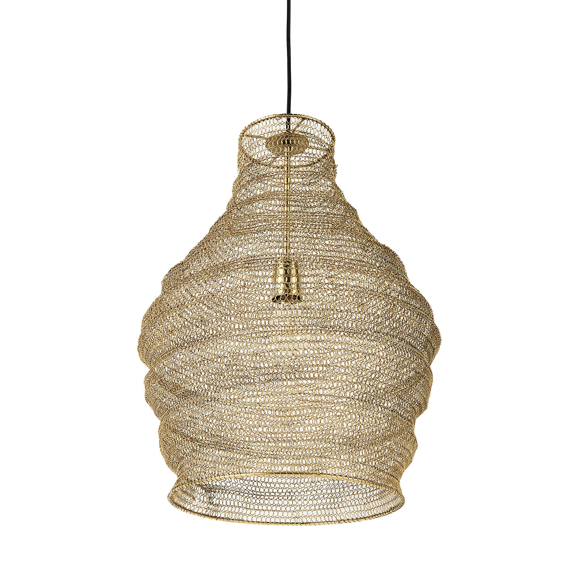 Halycon 16.0L x 16.0W x 20.0H Gold Mesh and Iron Pendant Light — product photograph