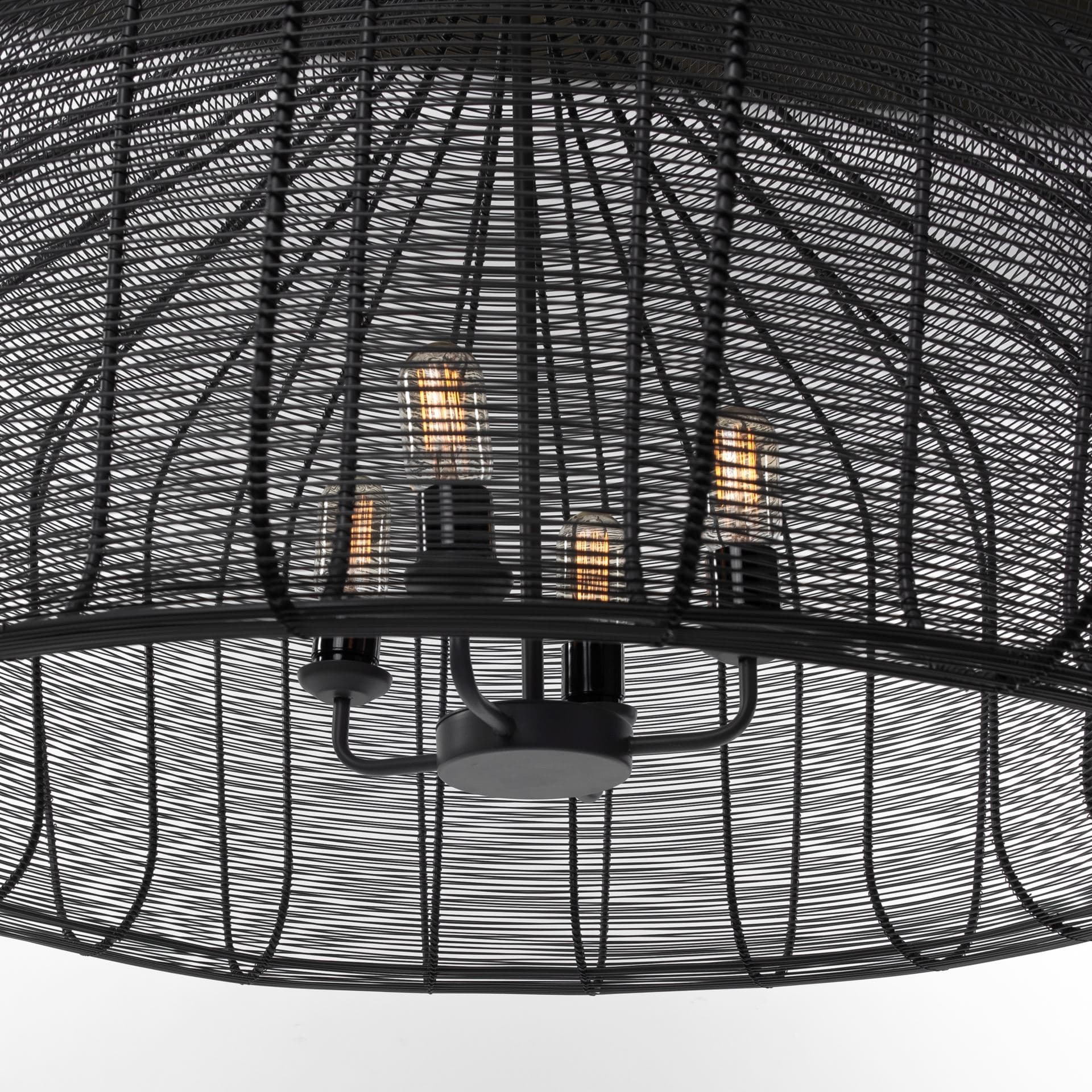 Camila (40"x31") Black Metal Mesh-Style Four Bulb Chandelier — product photograph