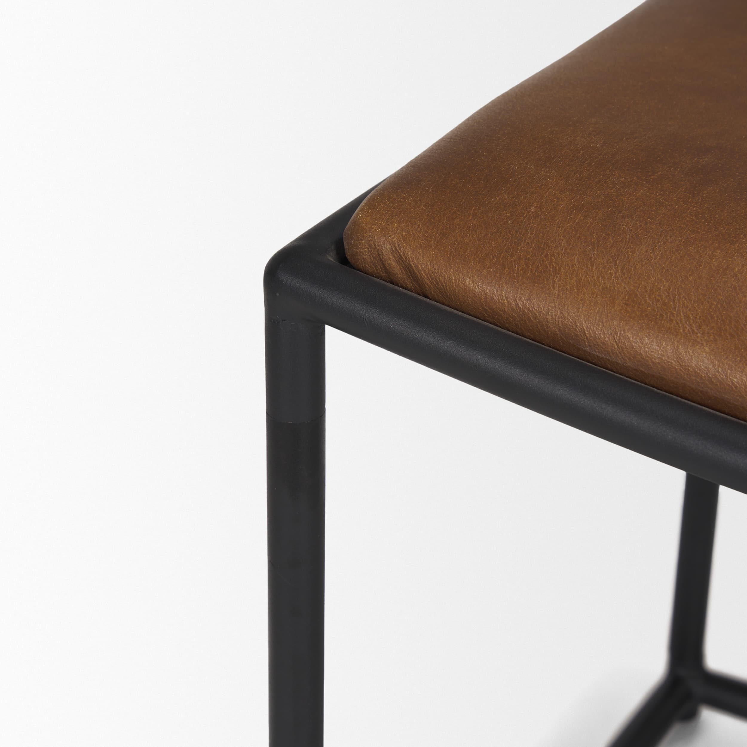 Taniel Brown Leather w/ Black Metal Stool — product photograph
