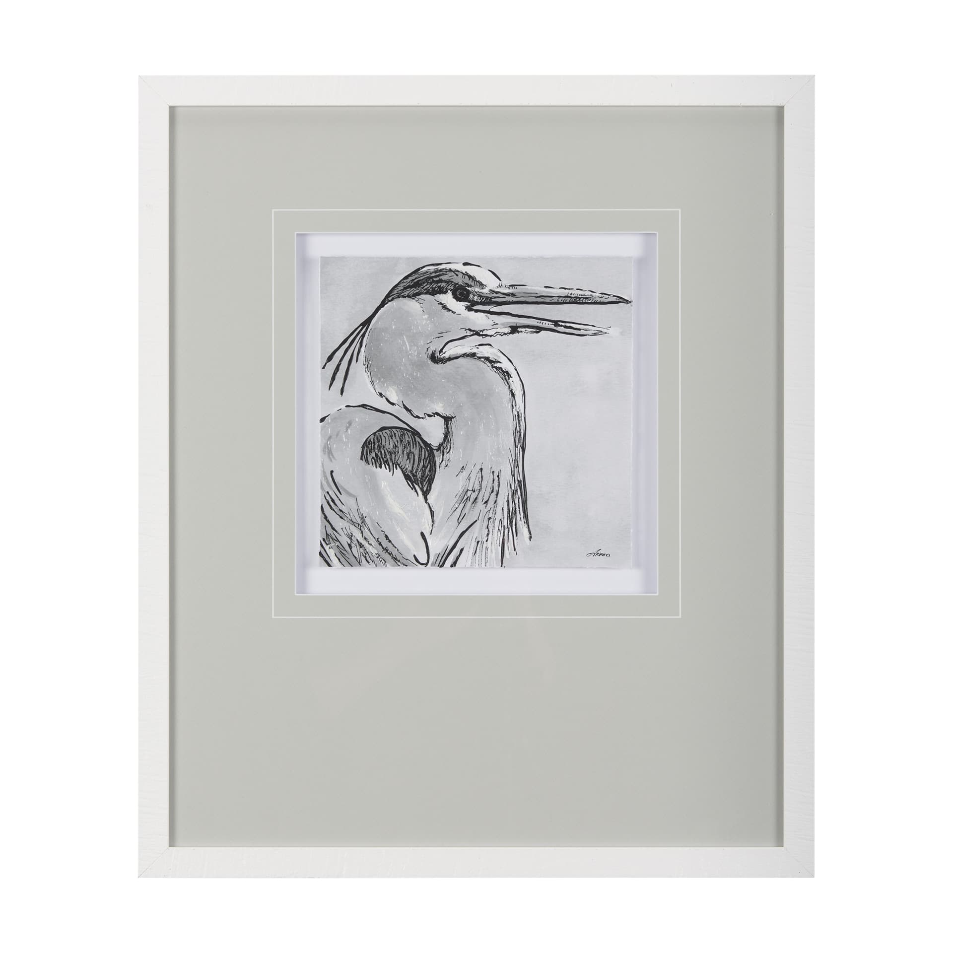 Bird Portrait Sketch I by Mercana Studio Hand Embellished Framed Art Print Matted under Glass — product photograph