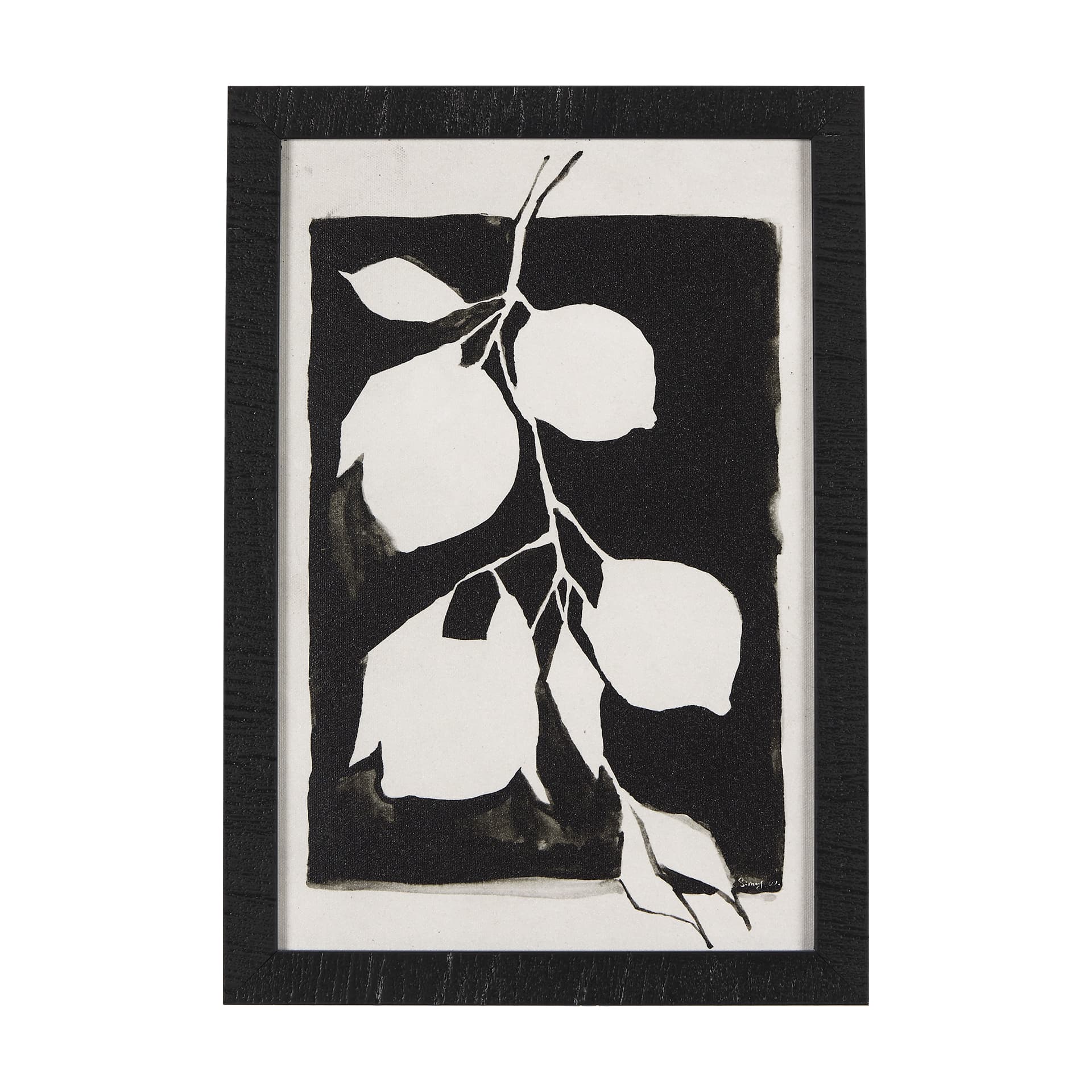 Lemon Branch Silhouette by Mercana Studio a Hand Embellished Textured Framed Art Print — product photograph