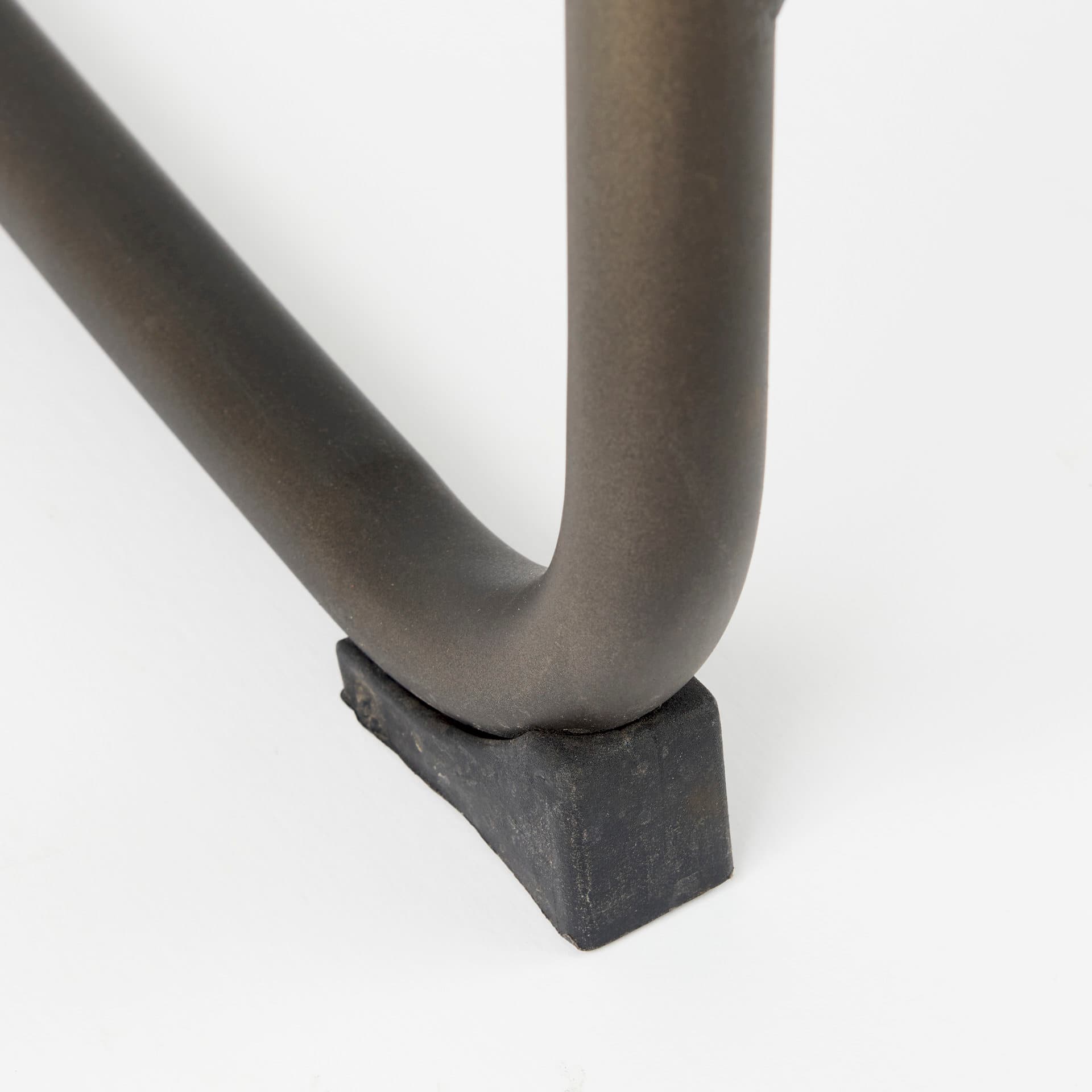 Berbick Backless 38in Seat Counter Stool | Black Leather w/ Gray Metal — product photograph