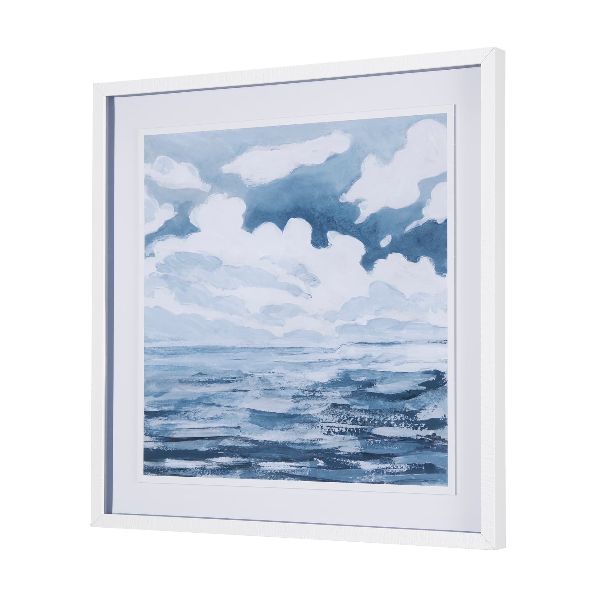 Cloud and Sea by Mercana Studio a Hand Embellished Textured Framed Art Print Matted under Glass — product photograph