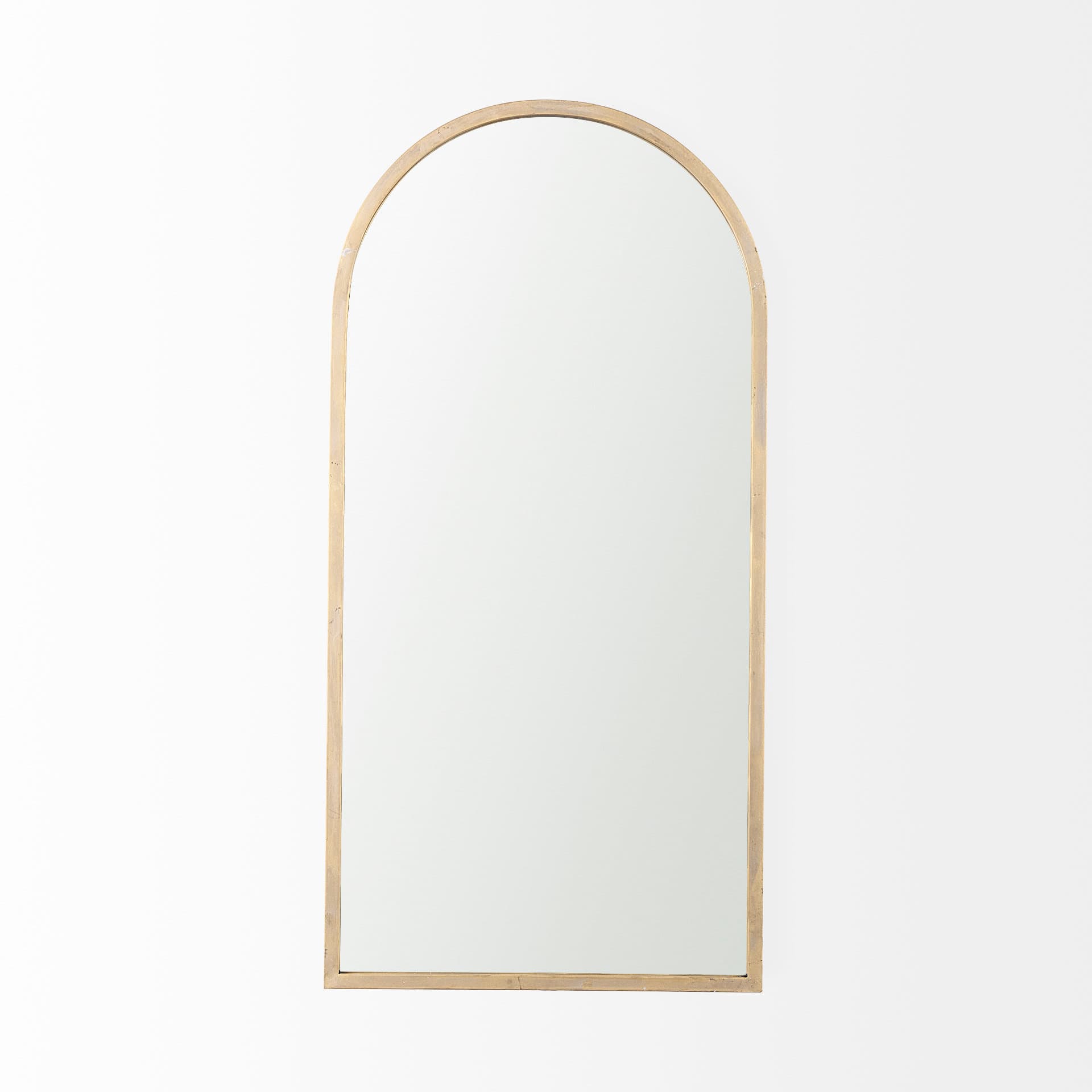Giovanna 23.6L x 1.2W x 48.8H Gold Metal Frame Rounded Arch Vanity Mirror — product photograph