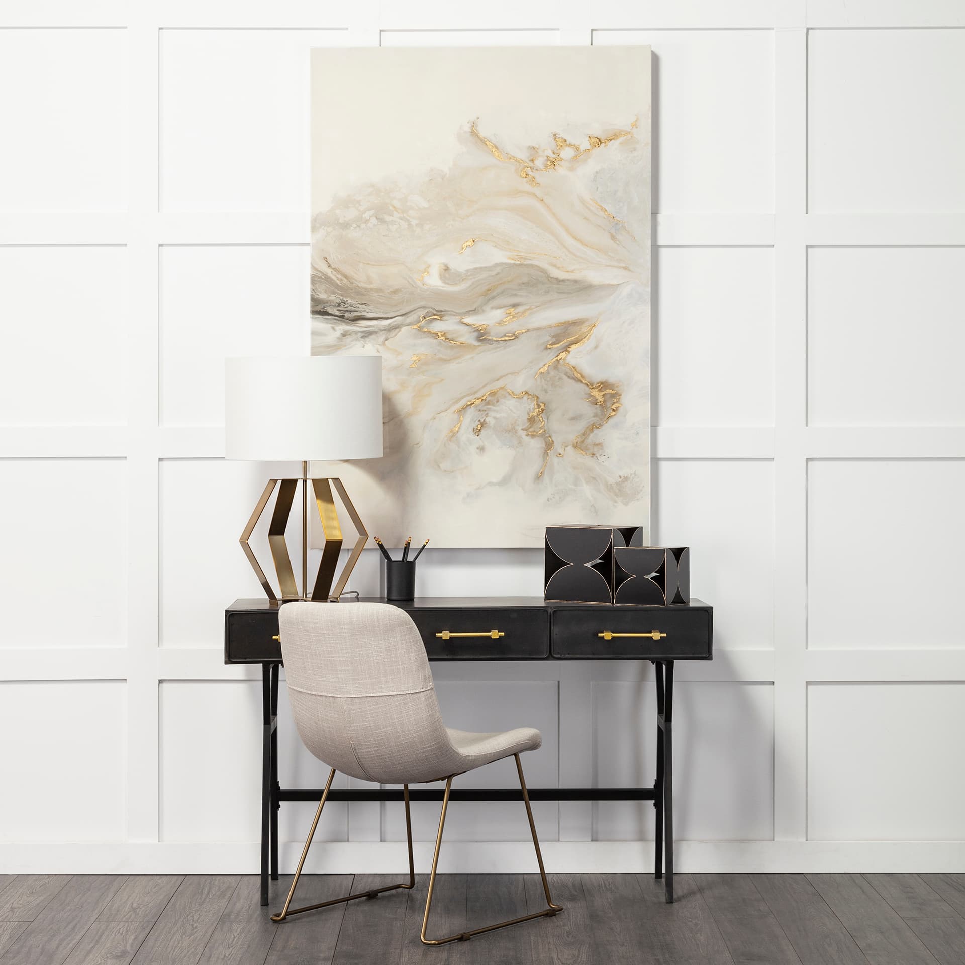 Darren (Large) 8L x 8W Black Metal Decorative Cube — in a styled room
