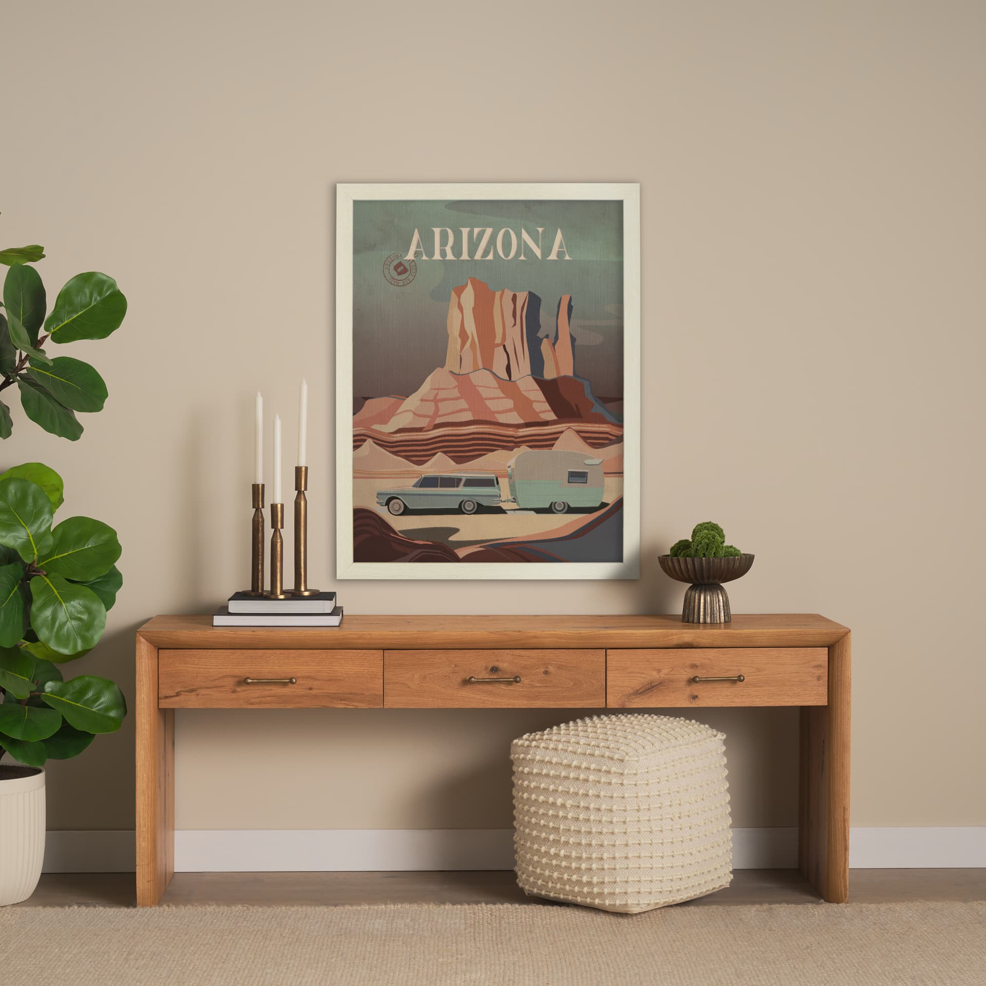 Arizona Go USA (L) by Mercana Studio a Hand Embellished Decograph Framed Art Print — in a styled room