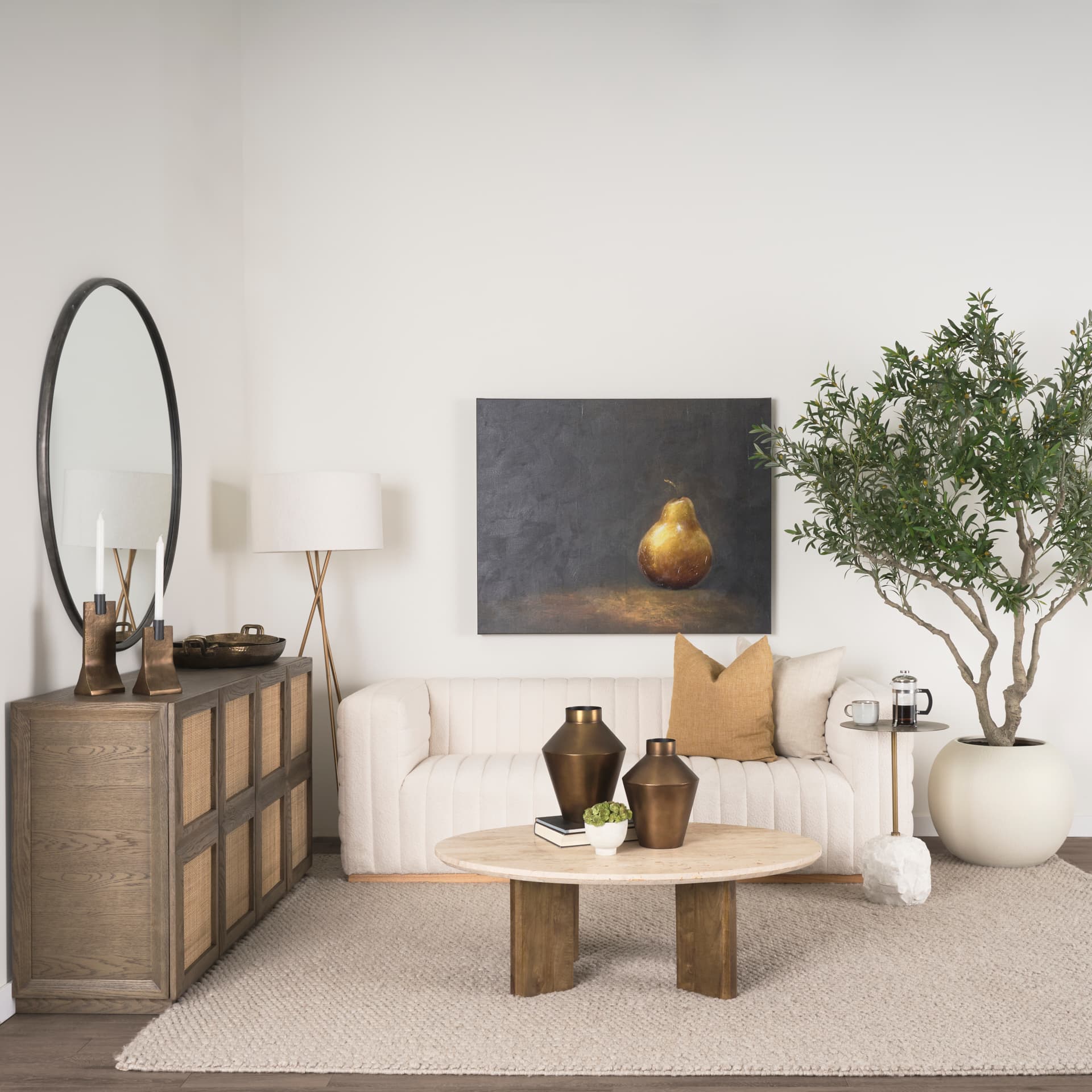Ricciardo Cream Boucle 3-Seater Sofa — product photograph