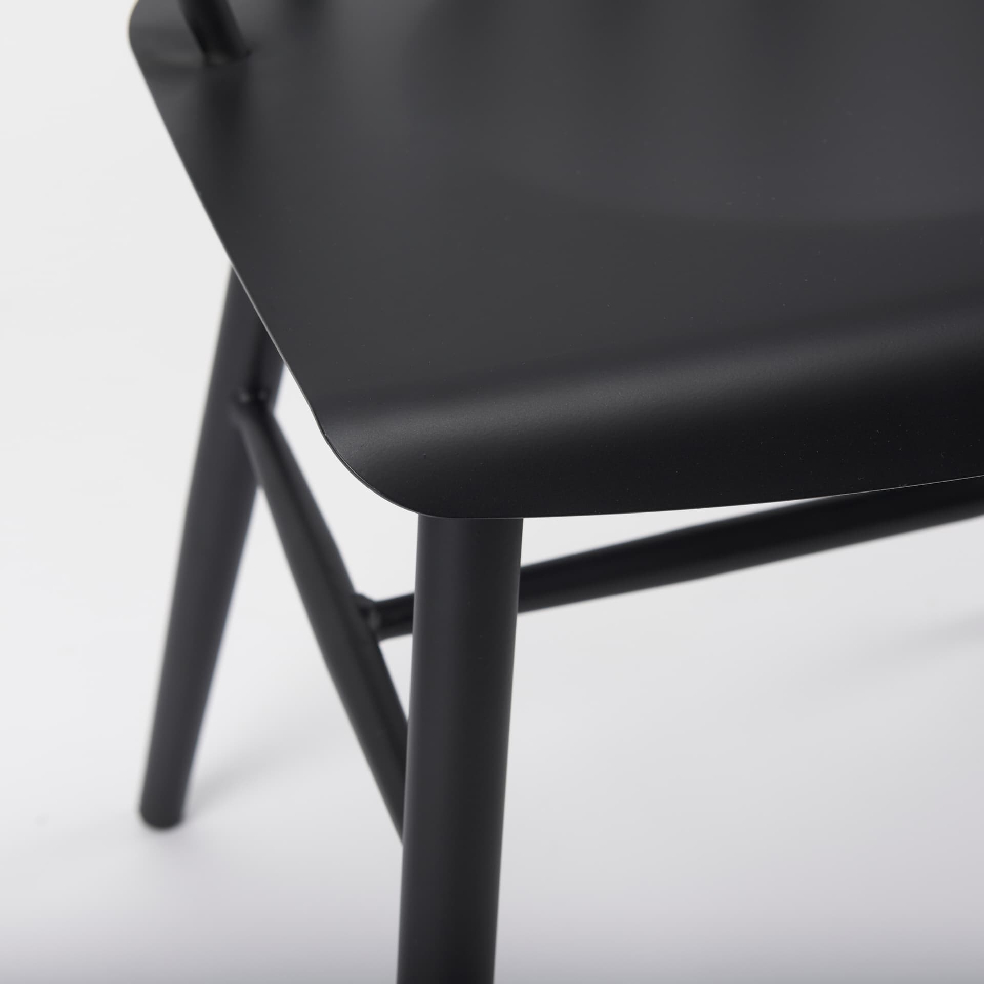 Colin Curved Back Dining Side Chair | Black Metal — product photograph
