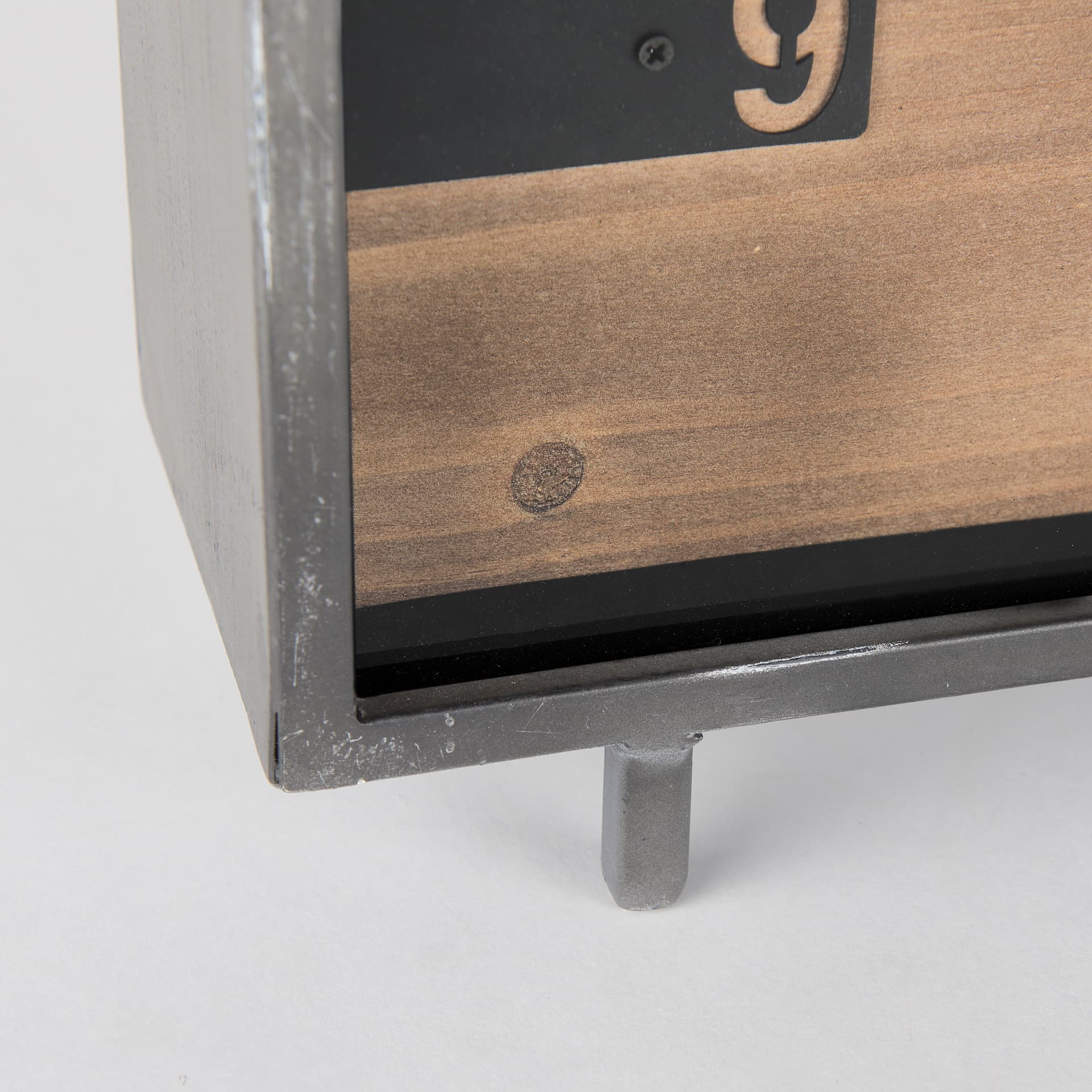 Harvey 13.0L x 4.5W x 8.1H Black Metal and Wood Rectangular Table Clock — product photograph