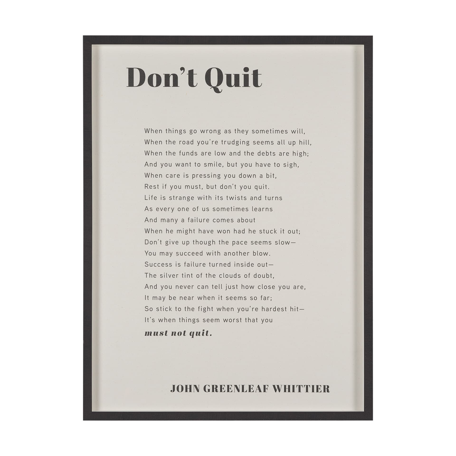 Don't Quit by Mercana Studio a Hand Embellished Framed Art Print Matted under Glass — product photograph