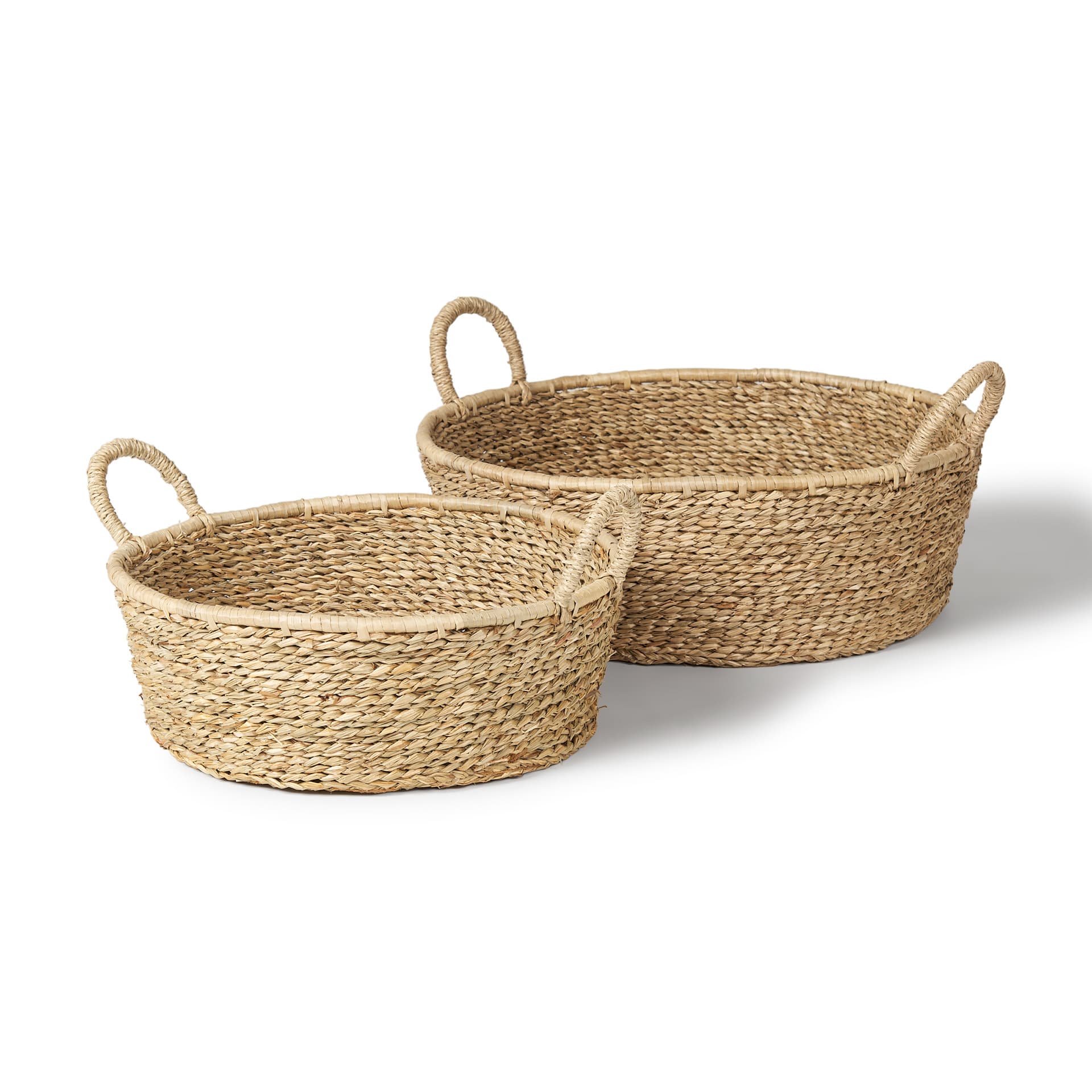 Ayanna Set of 2 Deep Nesting Seagrass Baskets w/ Handles — product photograph