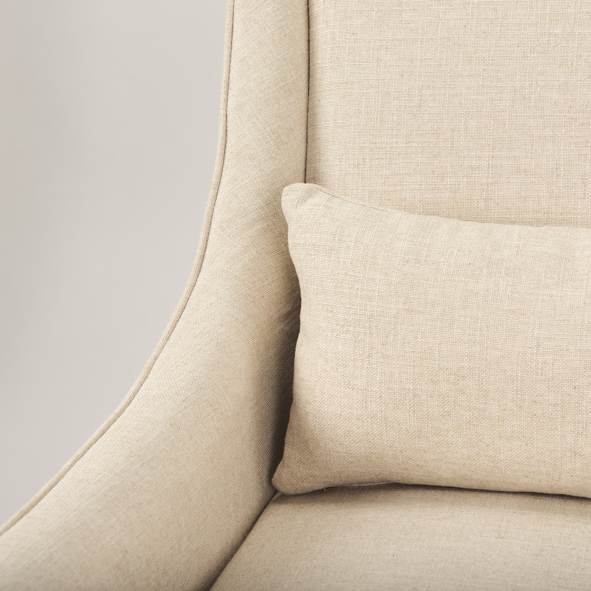 Kensington Cream Linen Fabric and Wood Accent Chair — product photograph