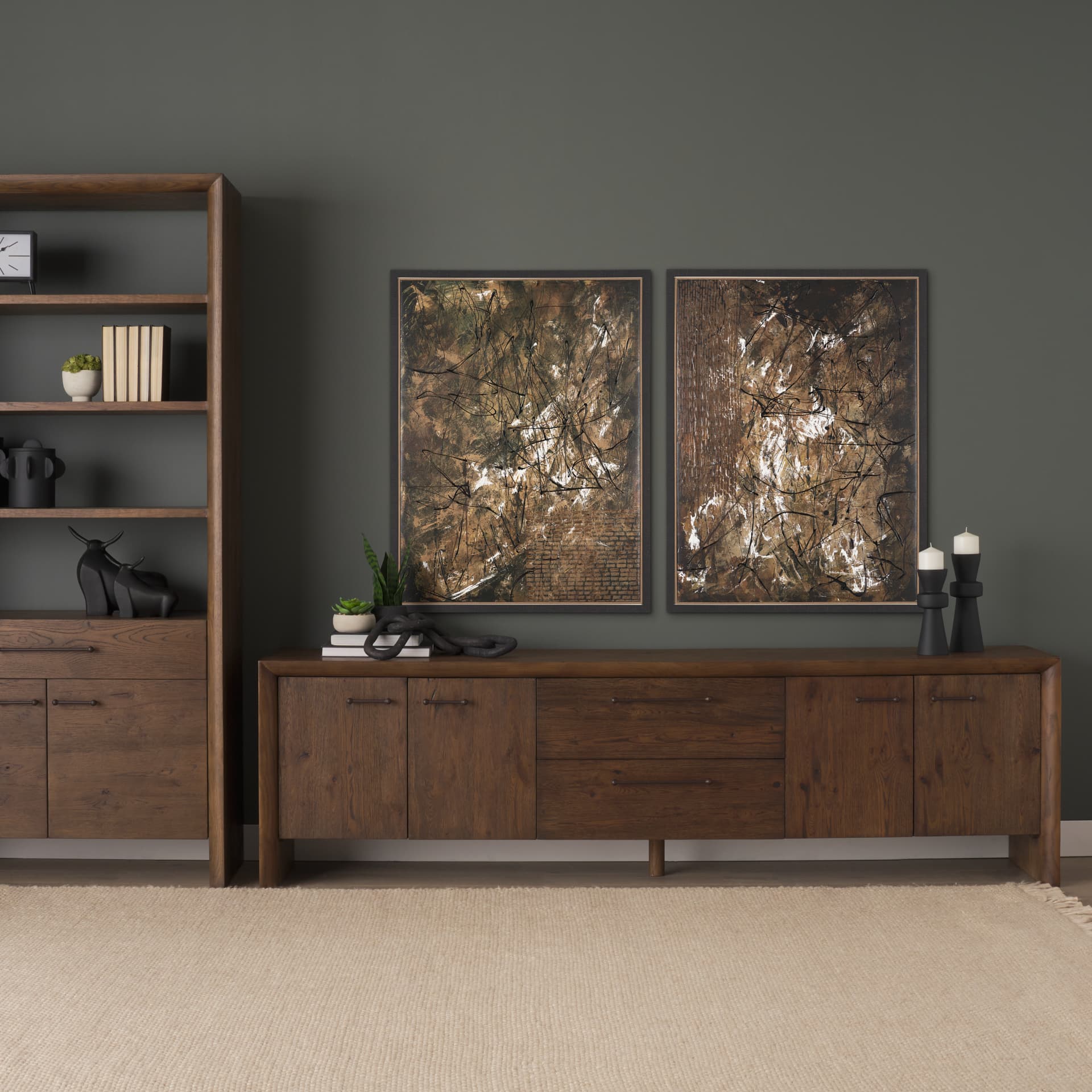 Chaos & Order III by Chad Warren a Hand Embellished Textured Framed Canvas — in a styled room