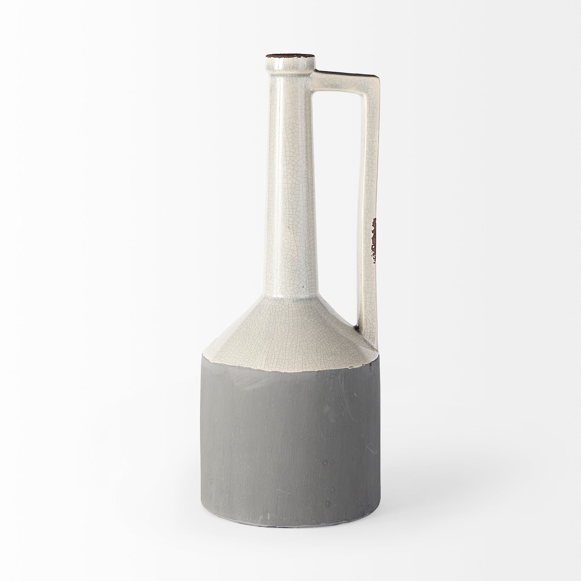 Burton 16.7H Large Two Tone Gray Ceramic Jug Vase — product photograph