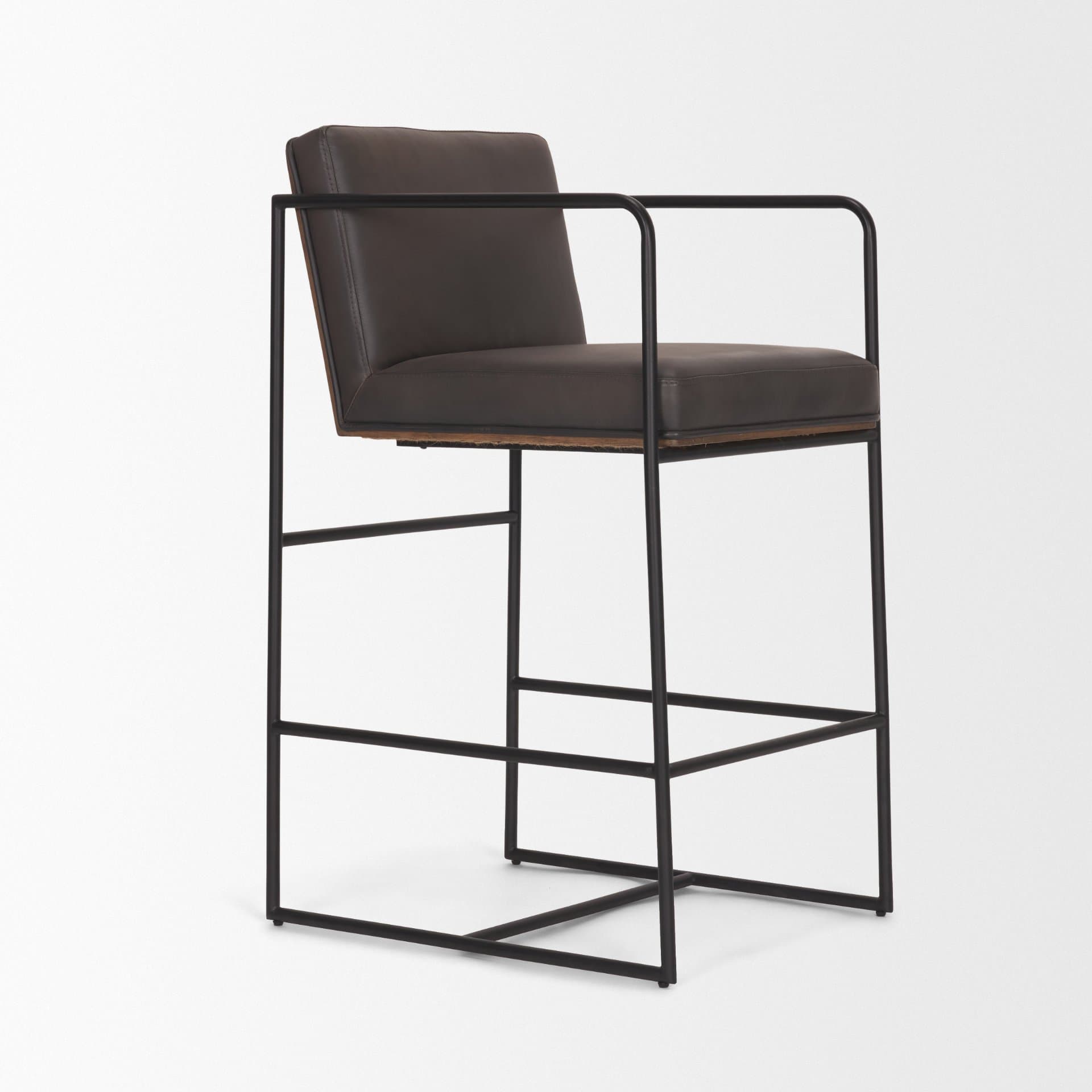 Stamford Backless 36in Seat Counter Stool | Charcoal-Brown Leather — product photograph