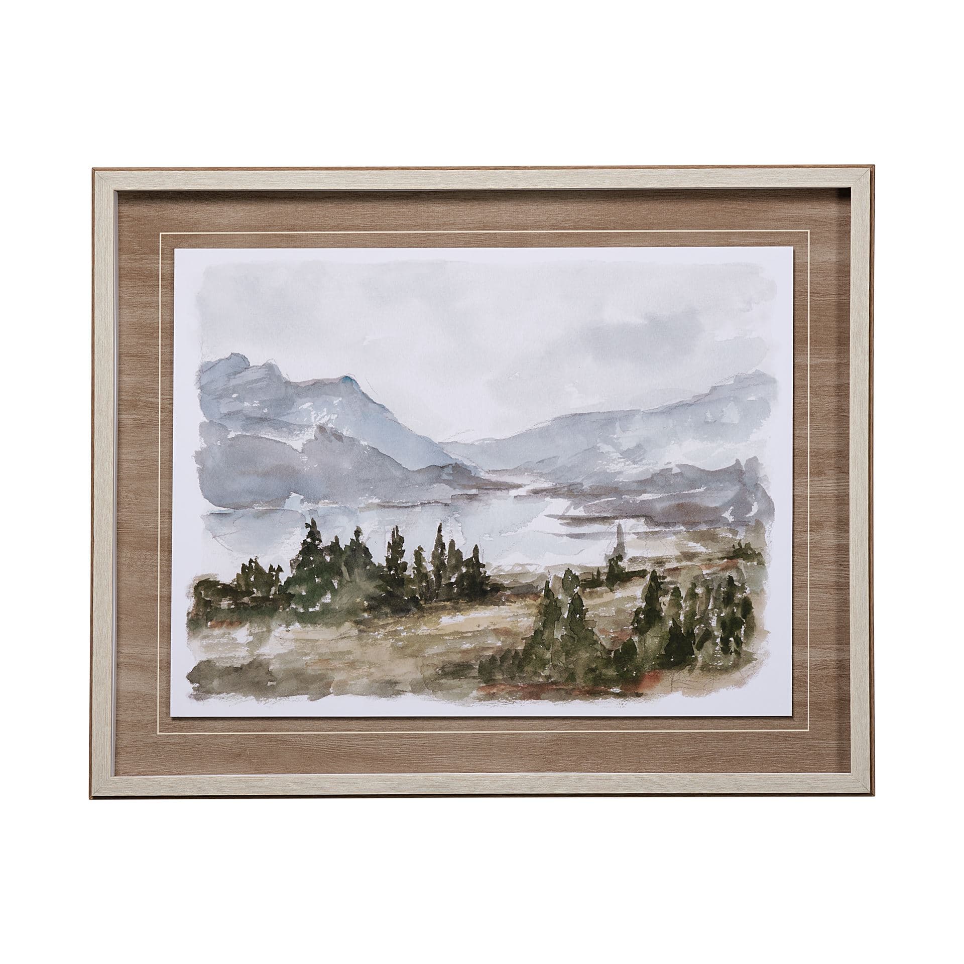 Overcast Reservoir I by Ethan Harper a Hand Embellished Textured Framed Art Print Matted under Glass — product photograph
