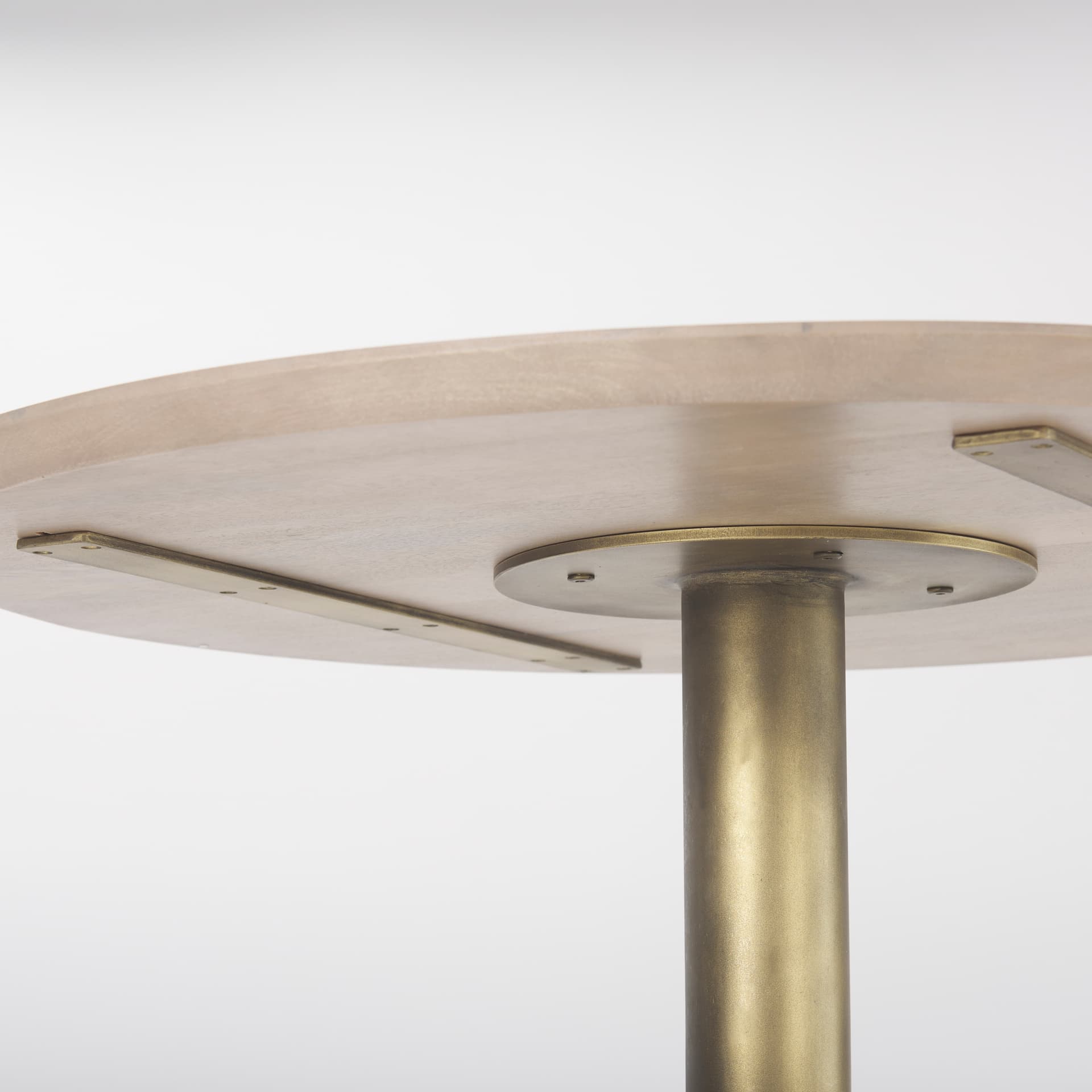 Maxwell 32" Round Pedestal Dining Table | Modern | Light Wood & Gold Metal/Light Wood | Seats 2 — product photograph