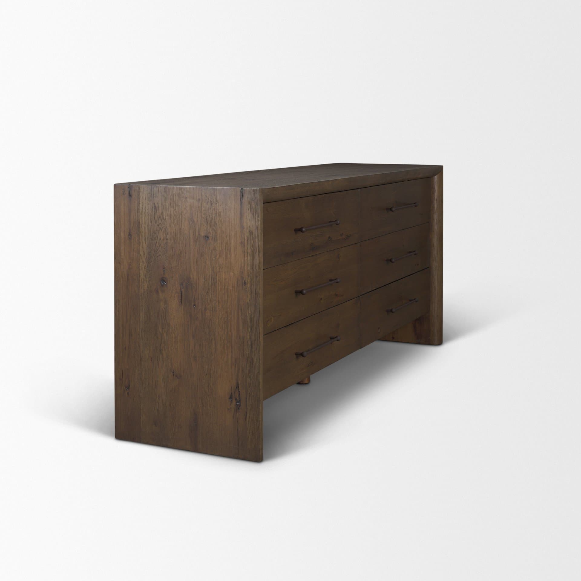 Belford 6-Drawer Dark Brown Oak Wood Dresser — product photograph