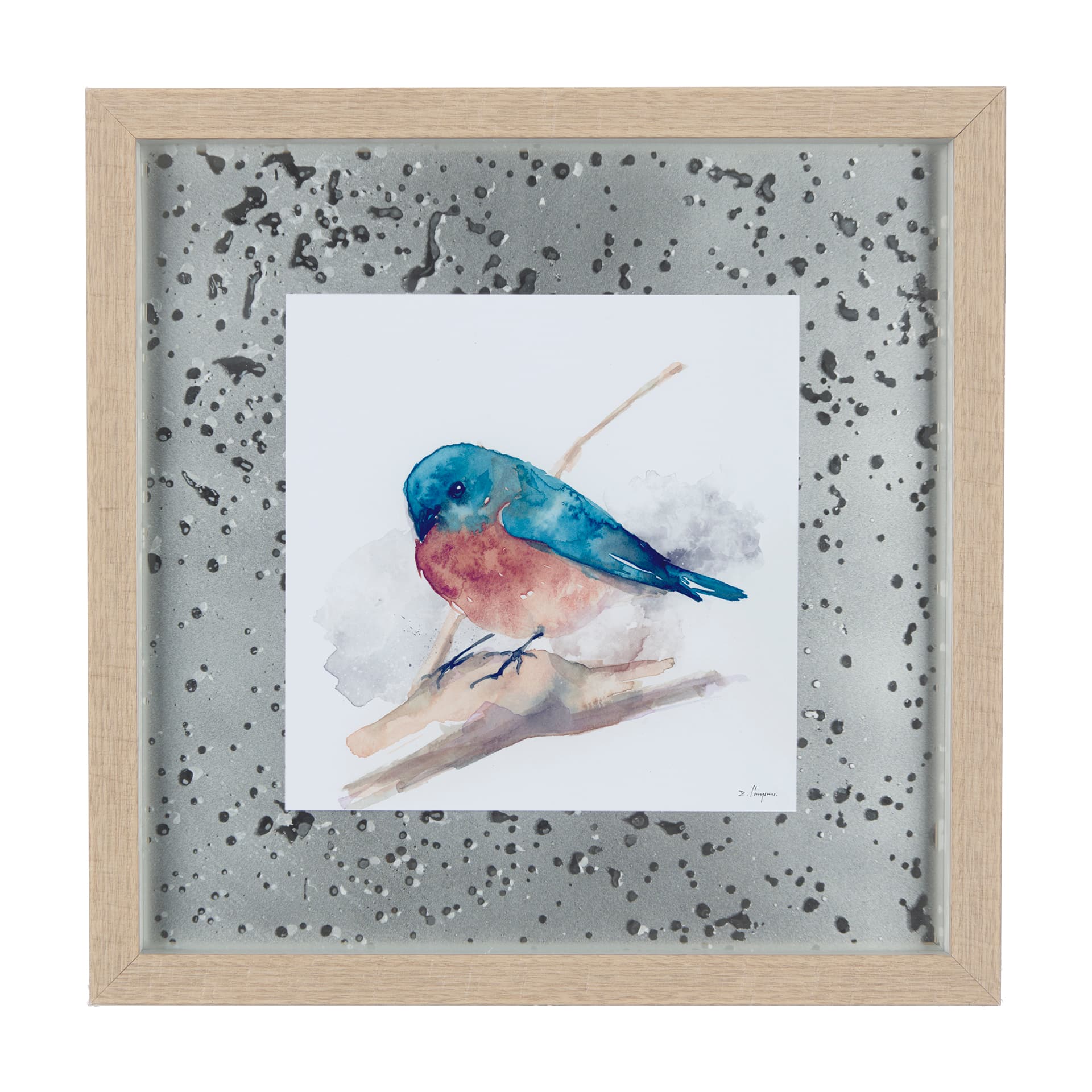Eastern Blue III by Mercana Studio a Hand Embellished Textured Framed Art Print Matted under Glass — product photograph