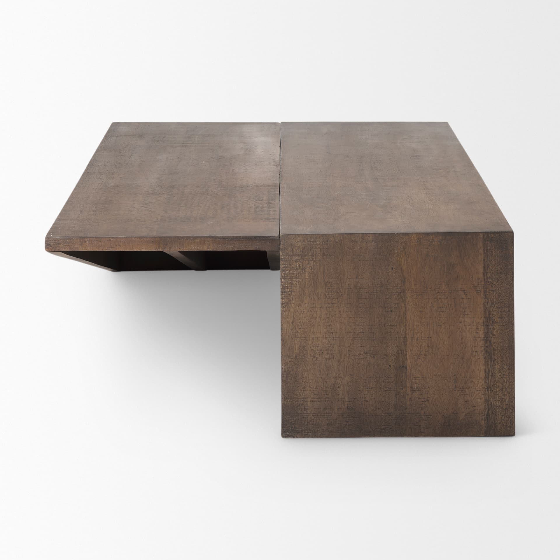 West 55L x 32W x 14H Medium Brown Wooden Angled Coffee Table — product photograph