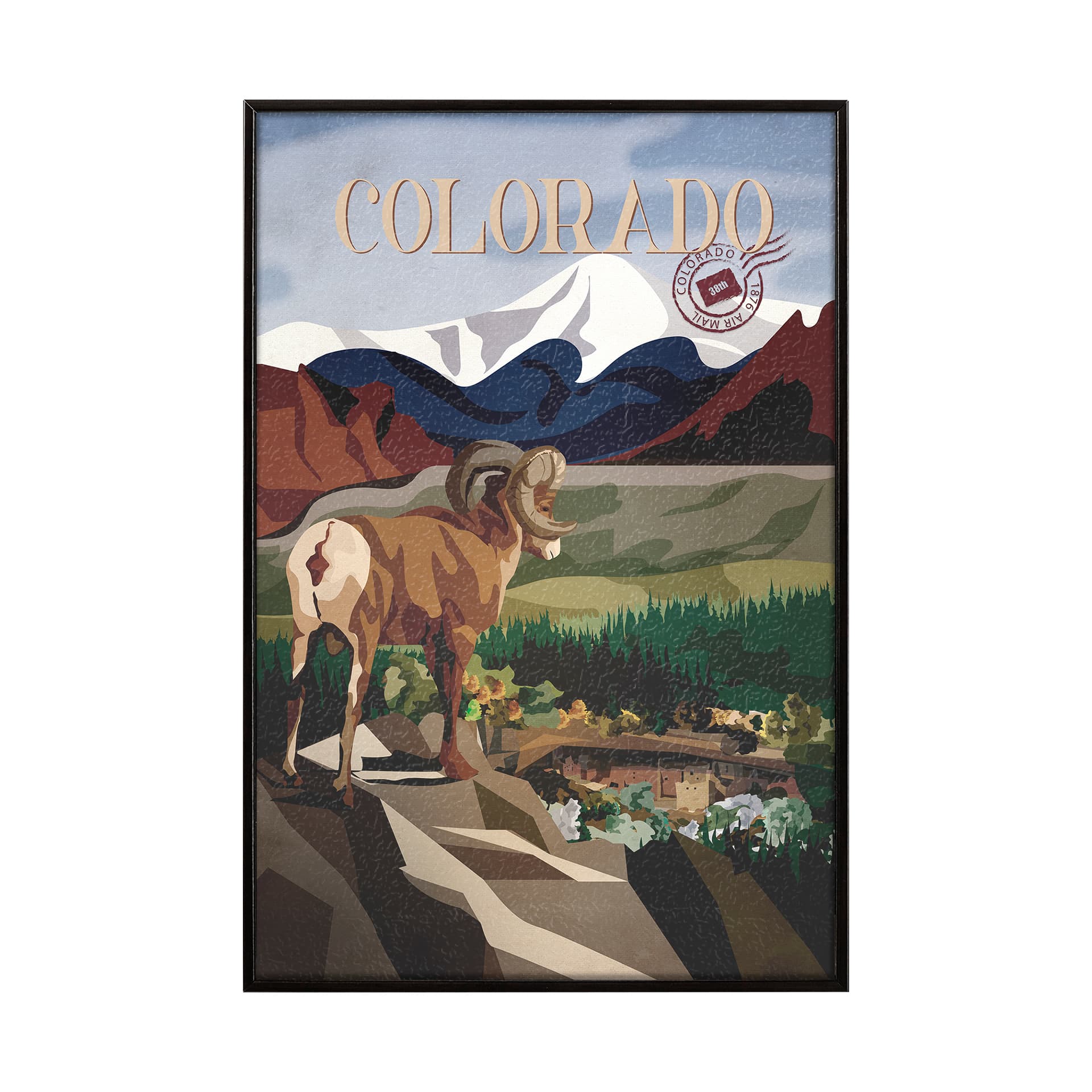 Colorado Go USA (SM) by Mercana Studio a Hand Embellished Decograph Framed Art Print — product photograph