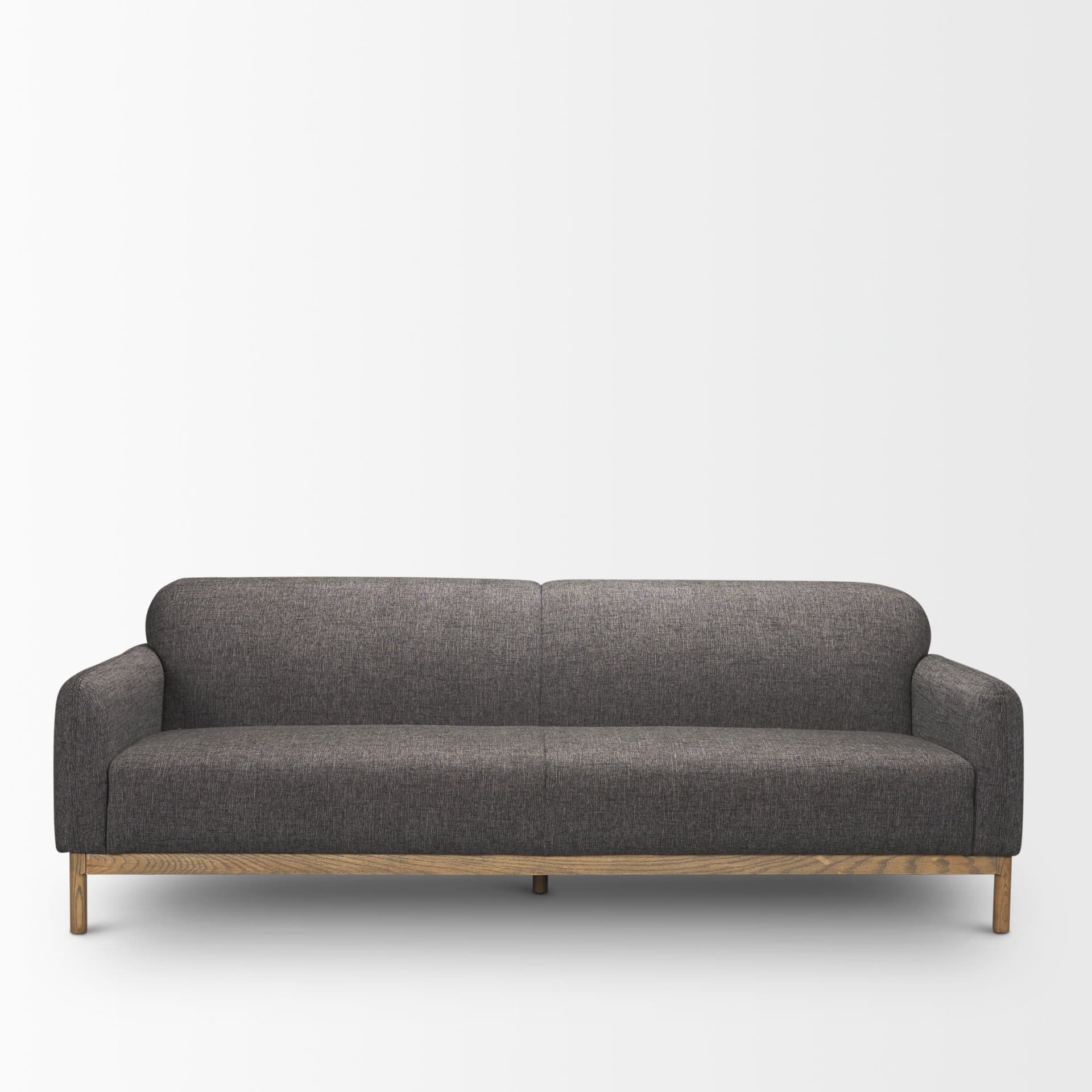 Hale Sofa W/ Medium Brown Wood and Gray Fabric — product photograph