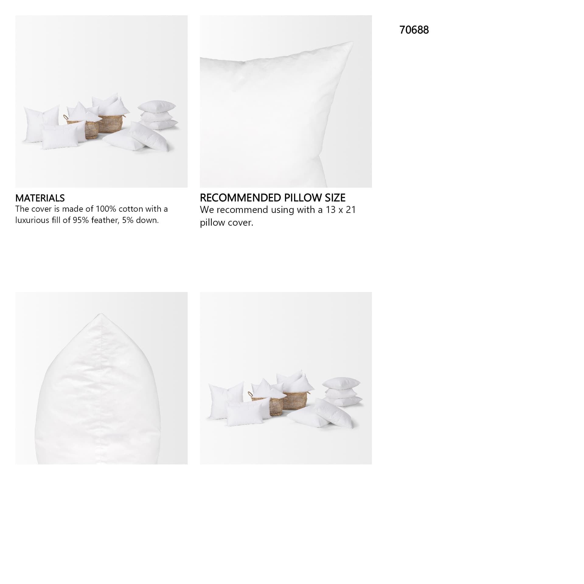 Down Fill Pillow Insert 15 x 23 — in a styled room
