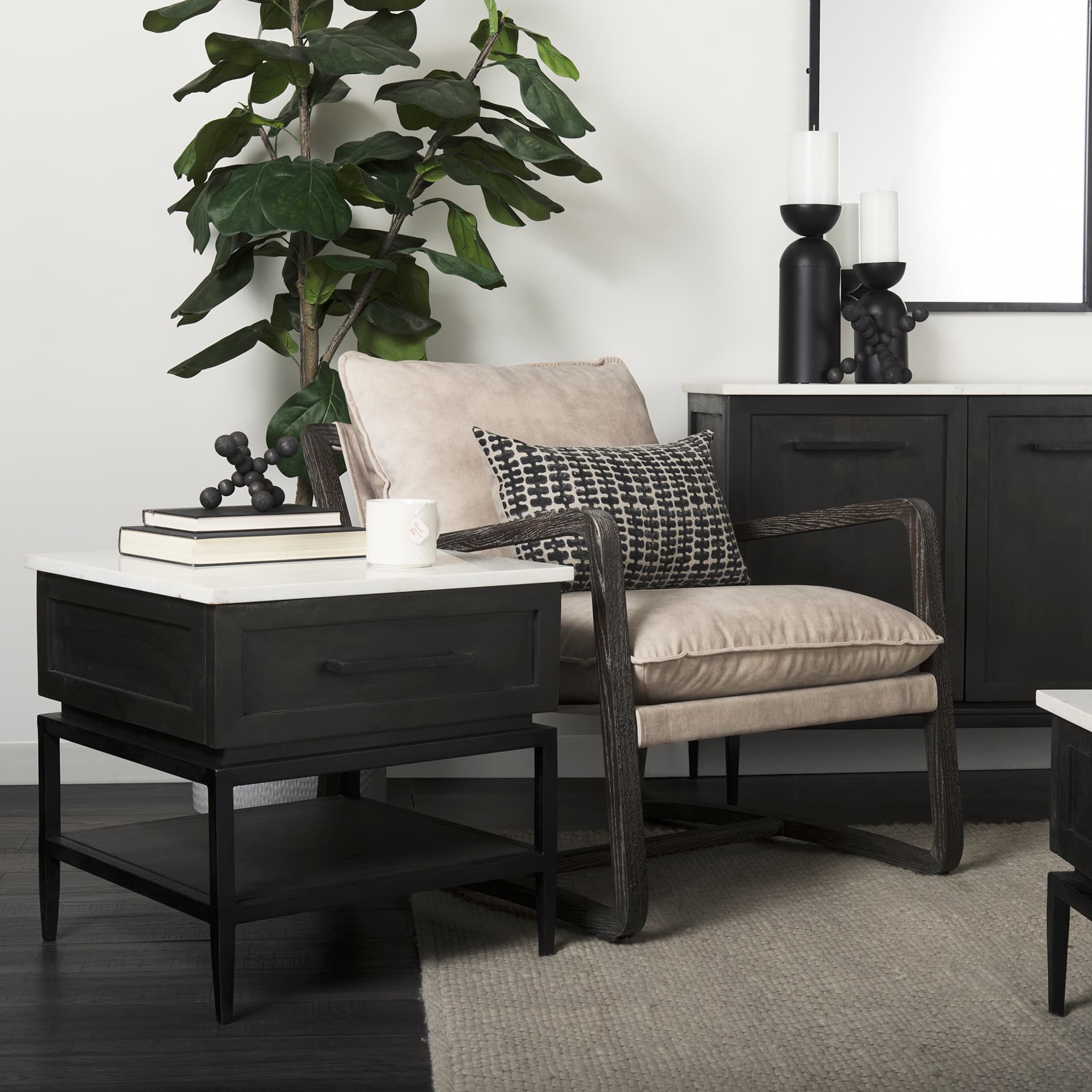 Carollan II (Large) 9L x 9W Black Geometric Wood Ball Jack — product photograph