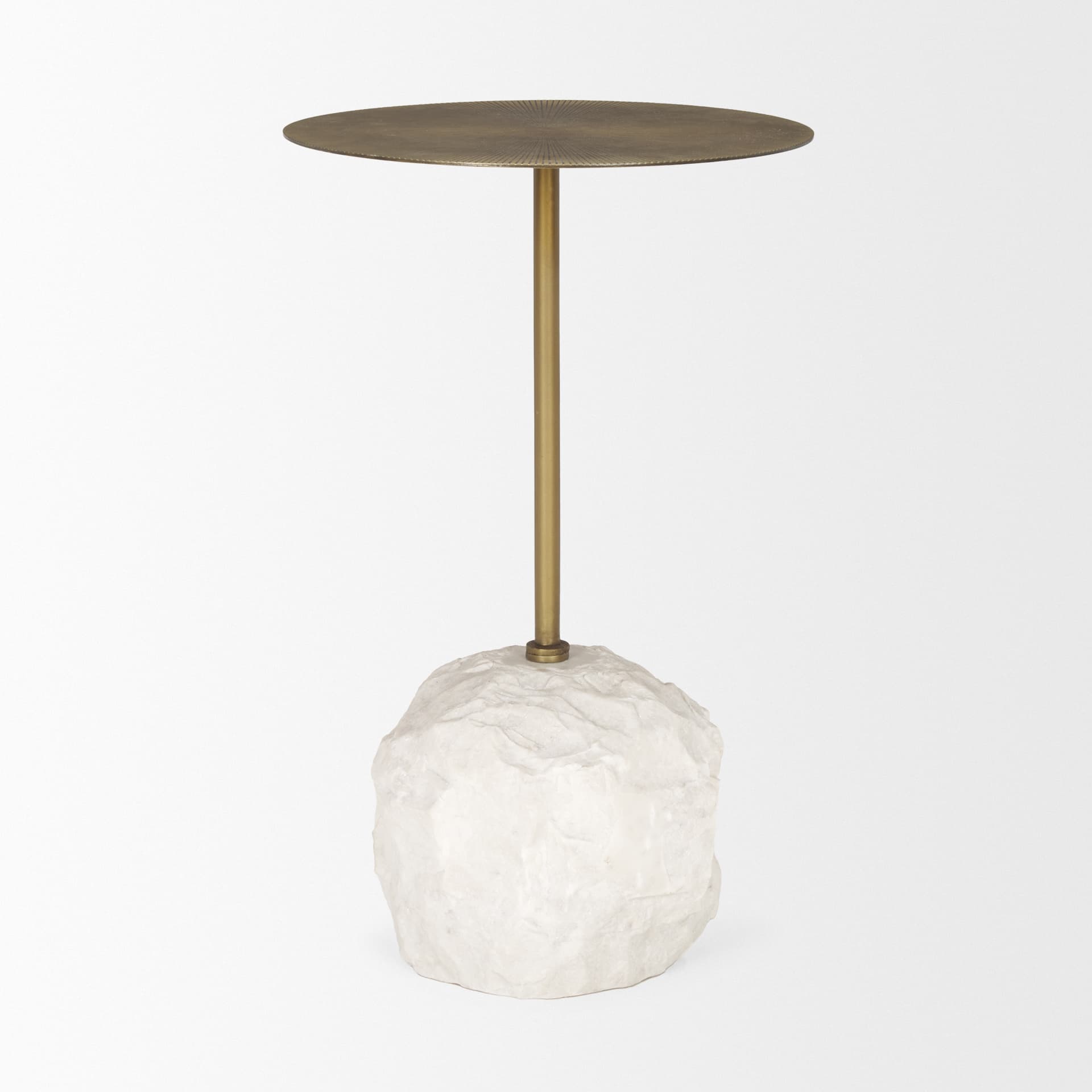 Rini Gold Metal and White Marble Accent Table — product photograph