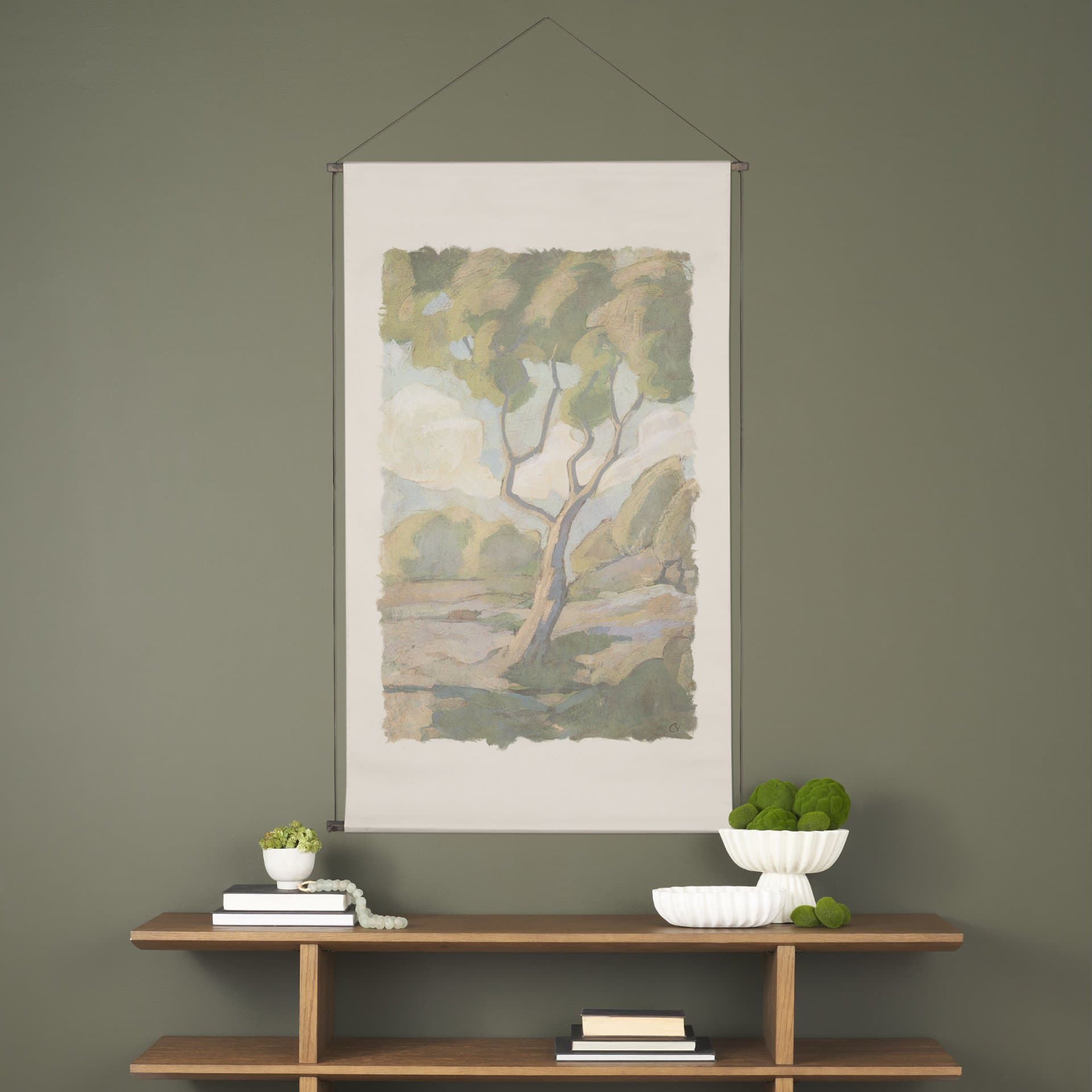 Landscape Tapestry I by Mercana Studio Textured Artwork Tapestry — in a styled room
