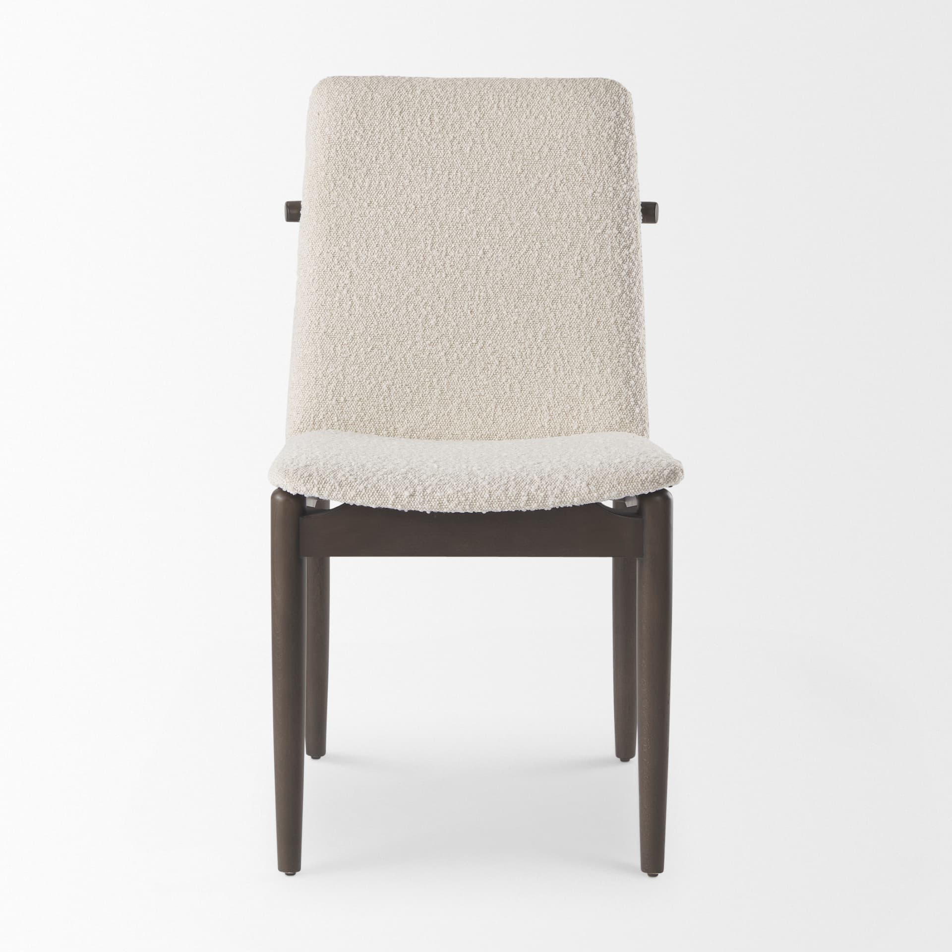 Cavett Curved Back Dining Side Chair | Cream Boucle w/ Dark Wood — product photograph