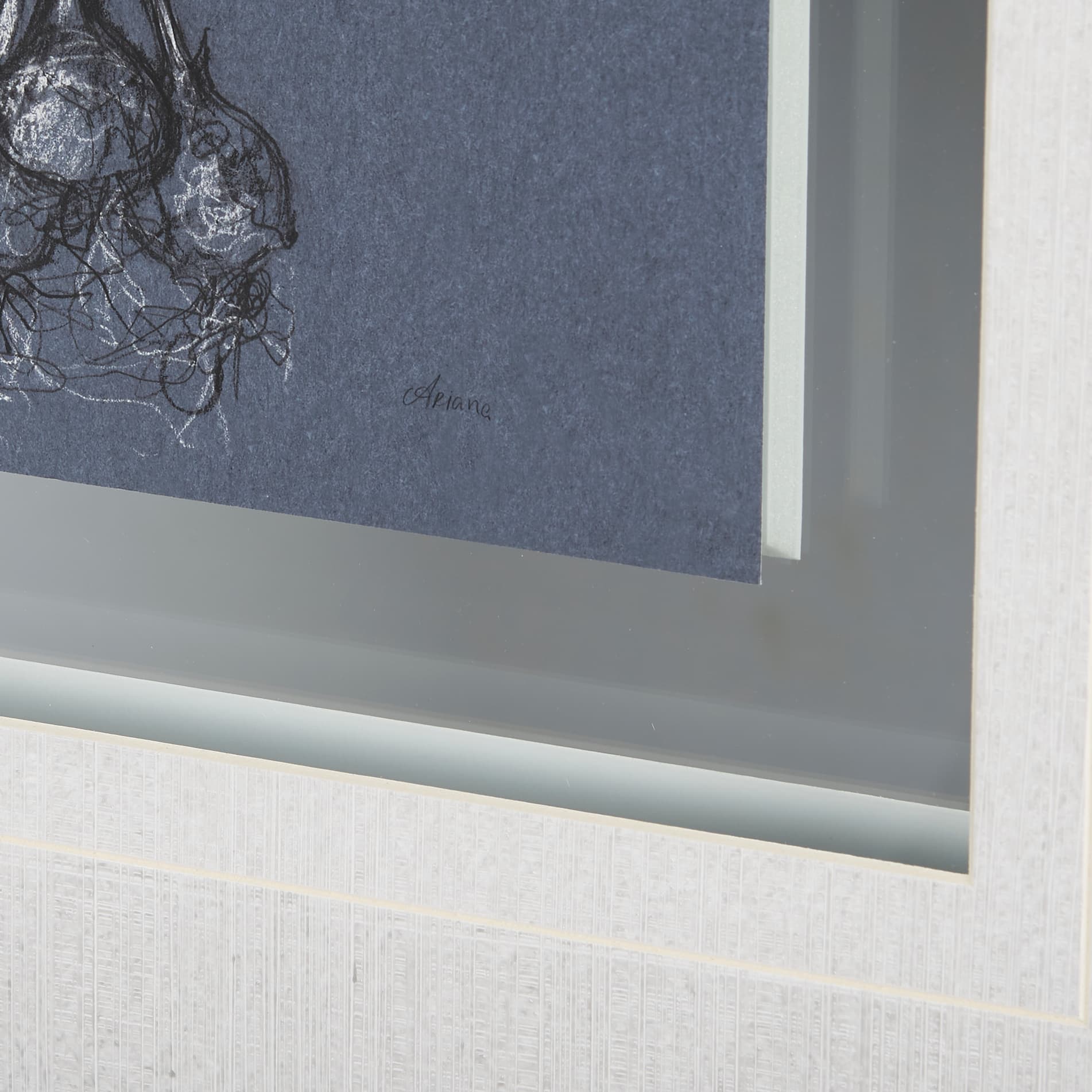 Botanical sketches I (Blue) by Mercana Studio Hand Embellished Framed Art Print Matted under Glass — product photograph