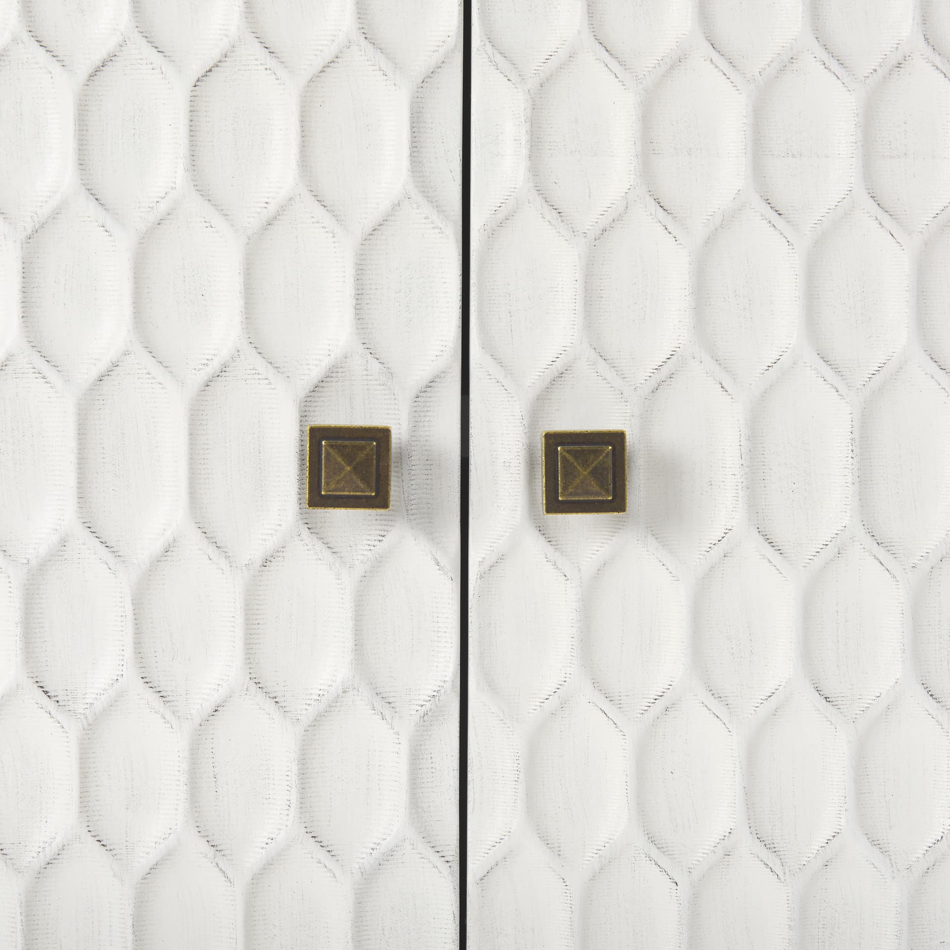 Savannah White Fir Veneer w/ Gold Metal Accent 2-Door Accent Cabinet — product photograph