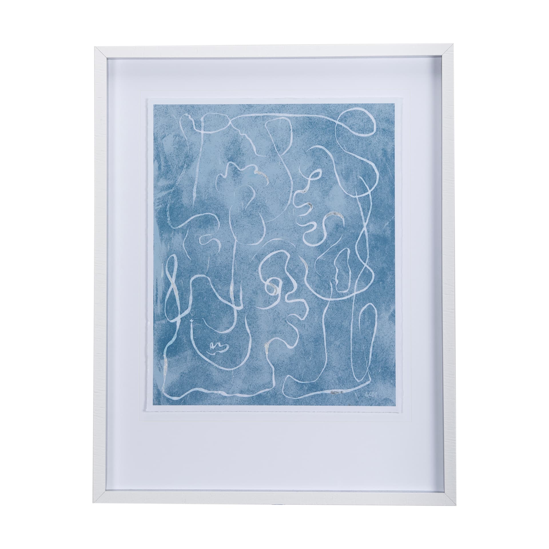 Thread Blue I by Mercana Studio a Hand Embellished Textured Framed Art Print Matted under Glass — product photograph
