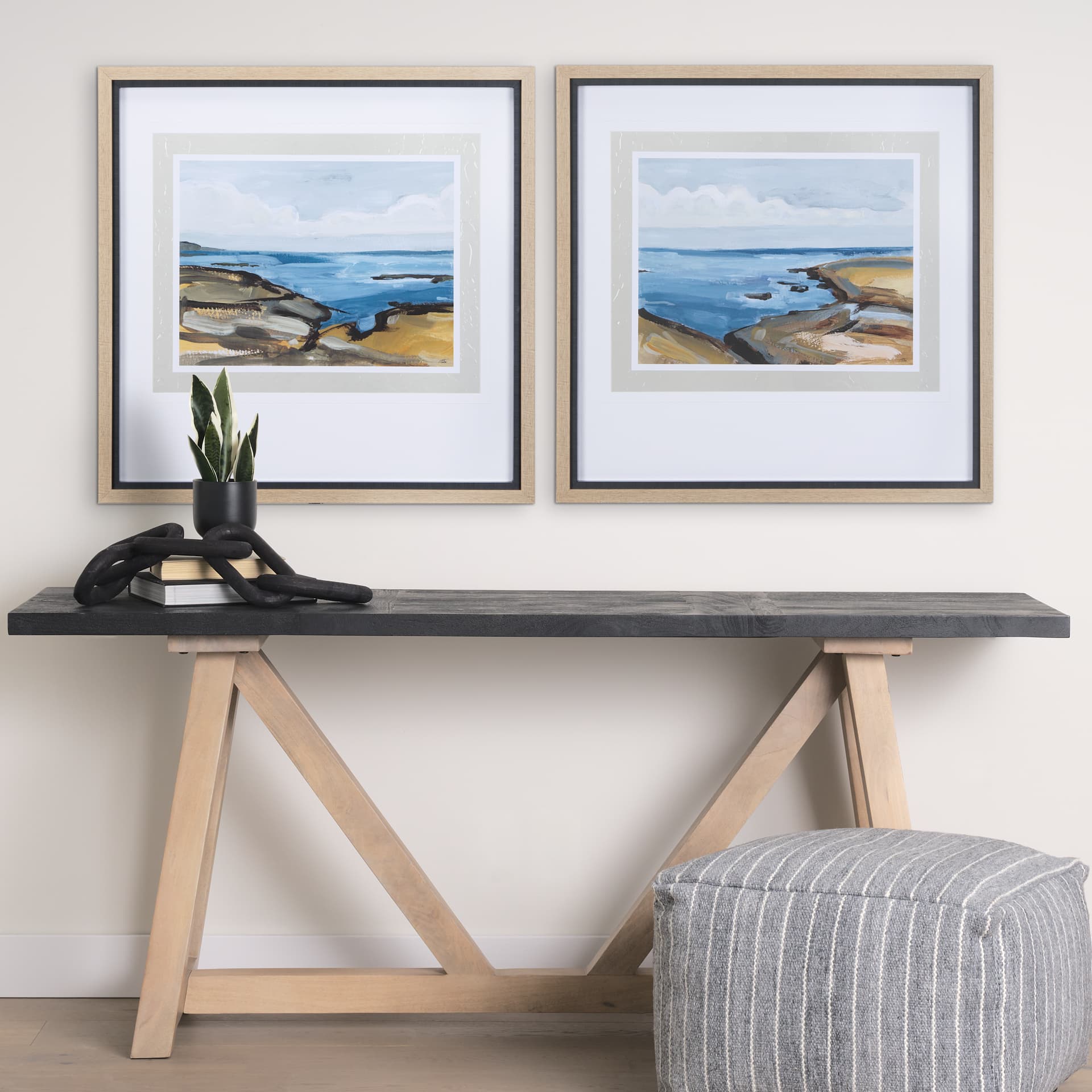 Grey Sky I by Mercana Studio a Hand Embellished Textured Framed Art Print Matted under Glass — in a styled room