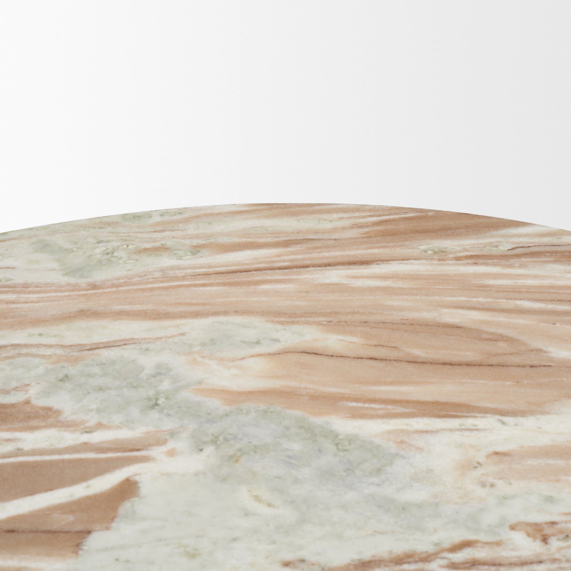 Allyson Round Brown Pedestal w/Savar Pink Marble Top Coffee Table — product photograph