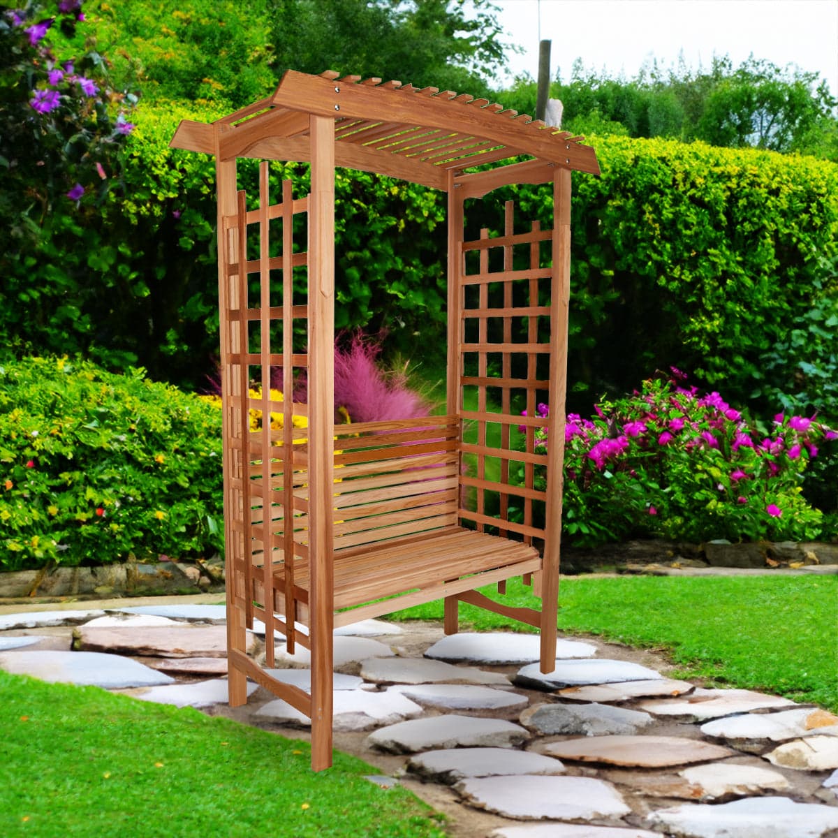 5-Ft Cedar Garden Arbor with Bench Seat — product photograph