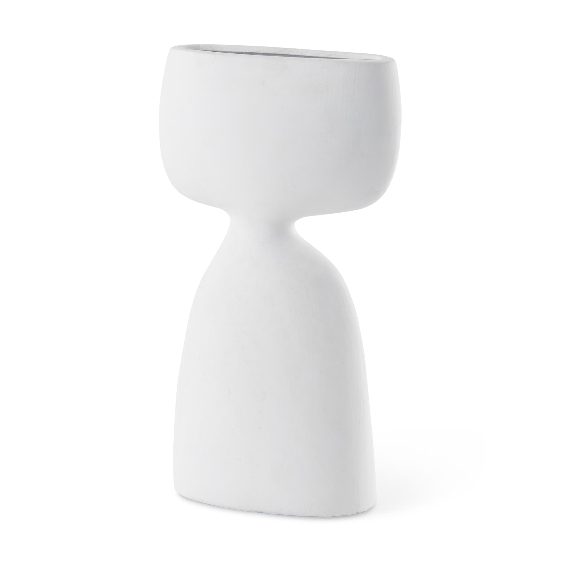 Tatum 11.6H Sculptural White Ceramic Vase — product photograph