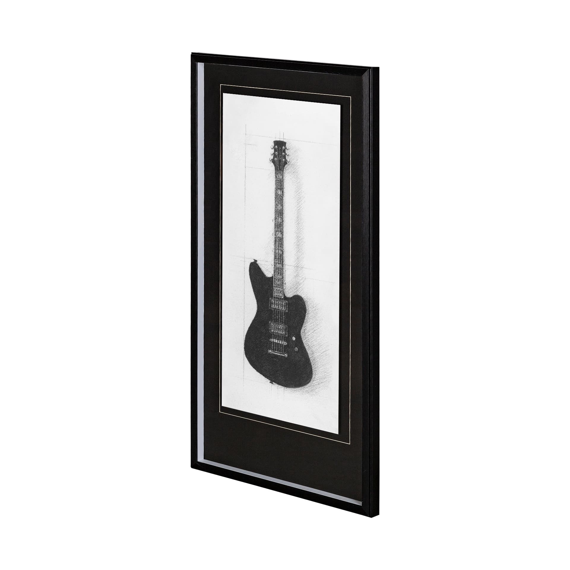 Guitar II by Mercana Studio a Hand Embellished Textured Framed Art Print Matted under Glass — product photograph