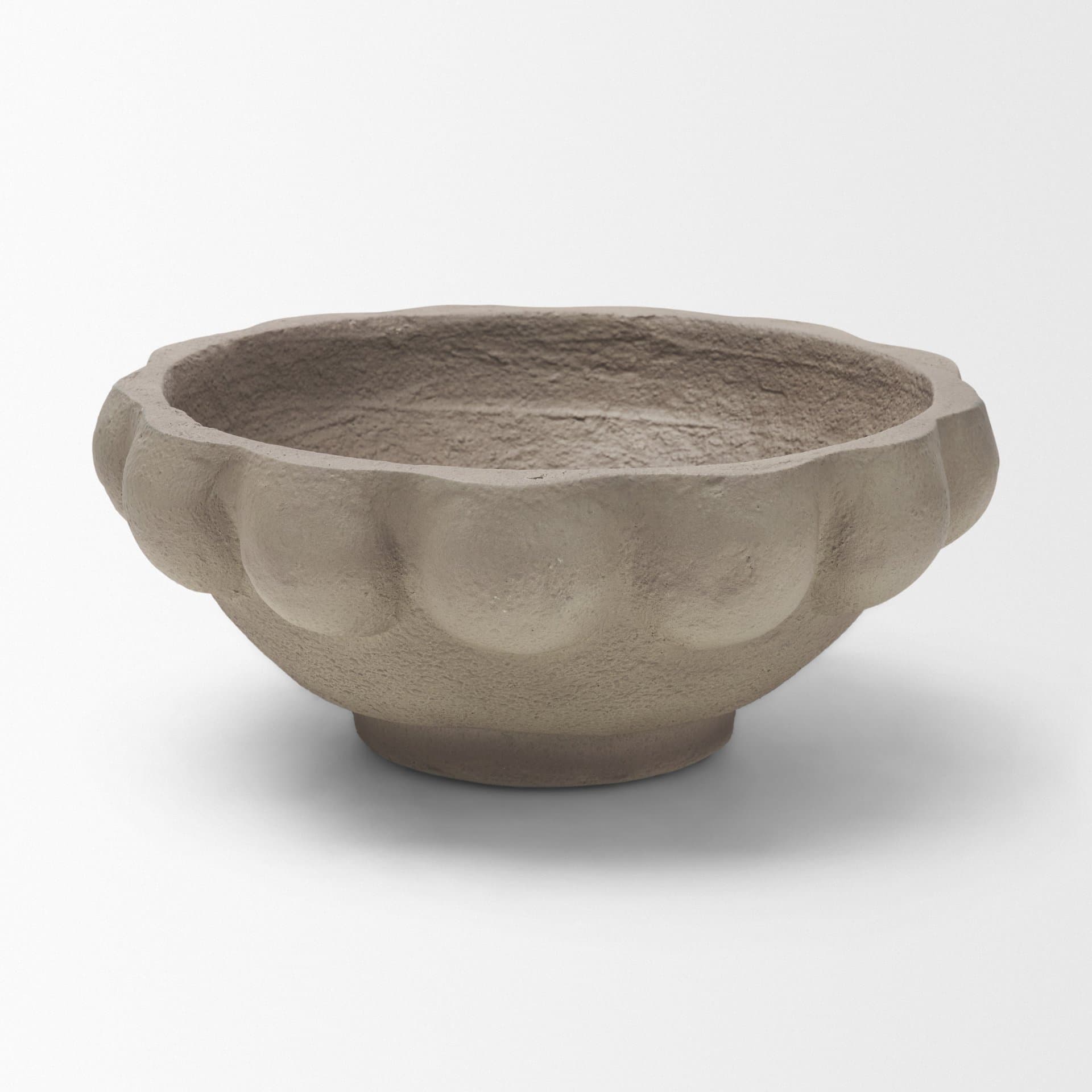Konya Small Earthen Gray-Brown Dotted Paper Mache Centerpiece Bowl — product photograph