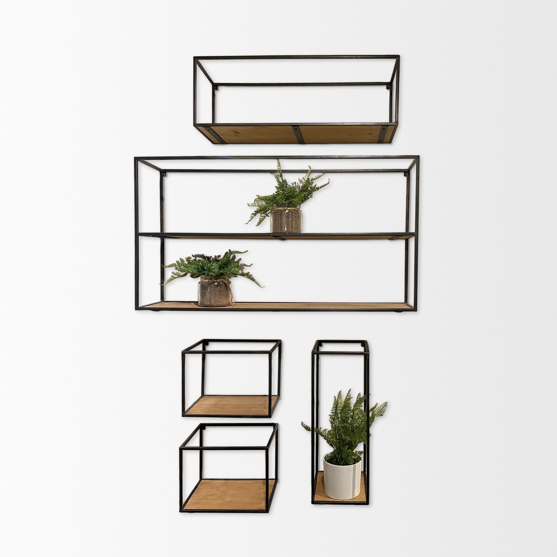 Riaz Set of 5 Wood & Metal Shelves — product photograph