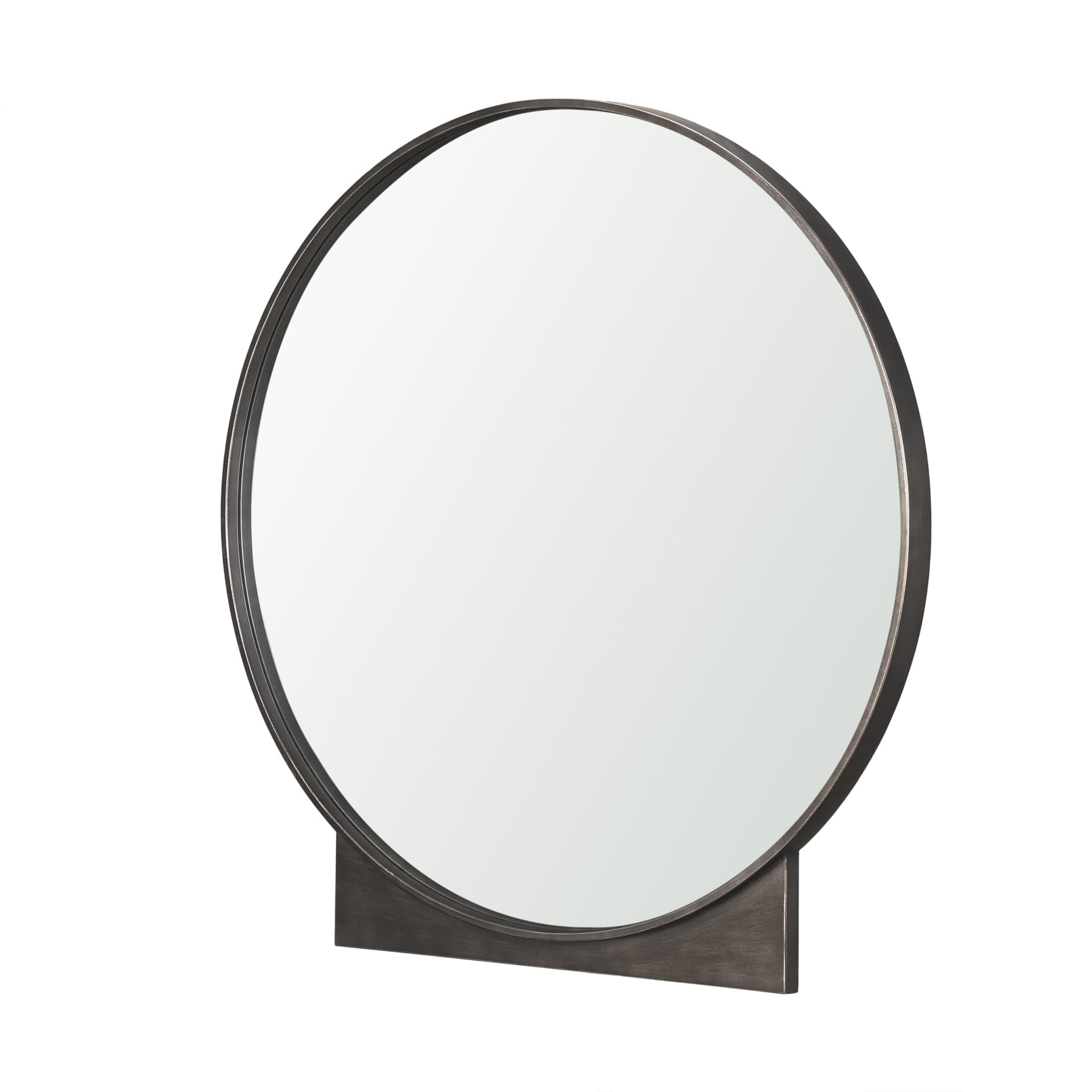 Tillie Round Gunmetal w/ Textured Metal Frame Wall Mirror — product photograph