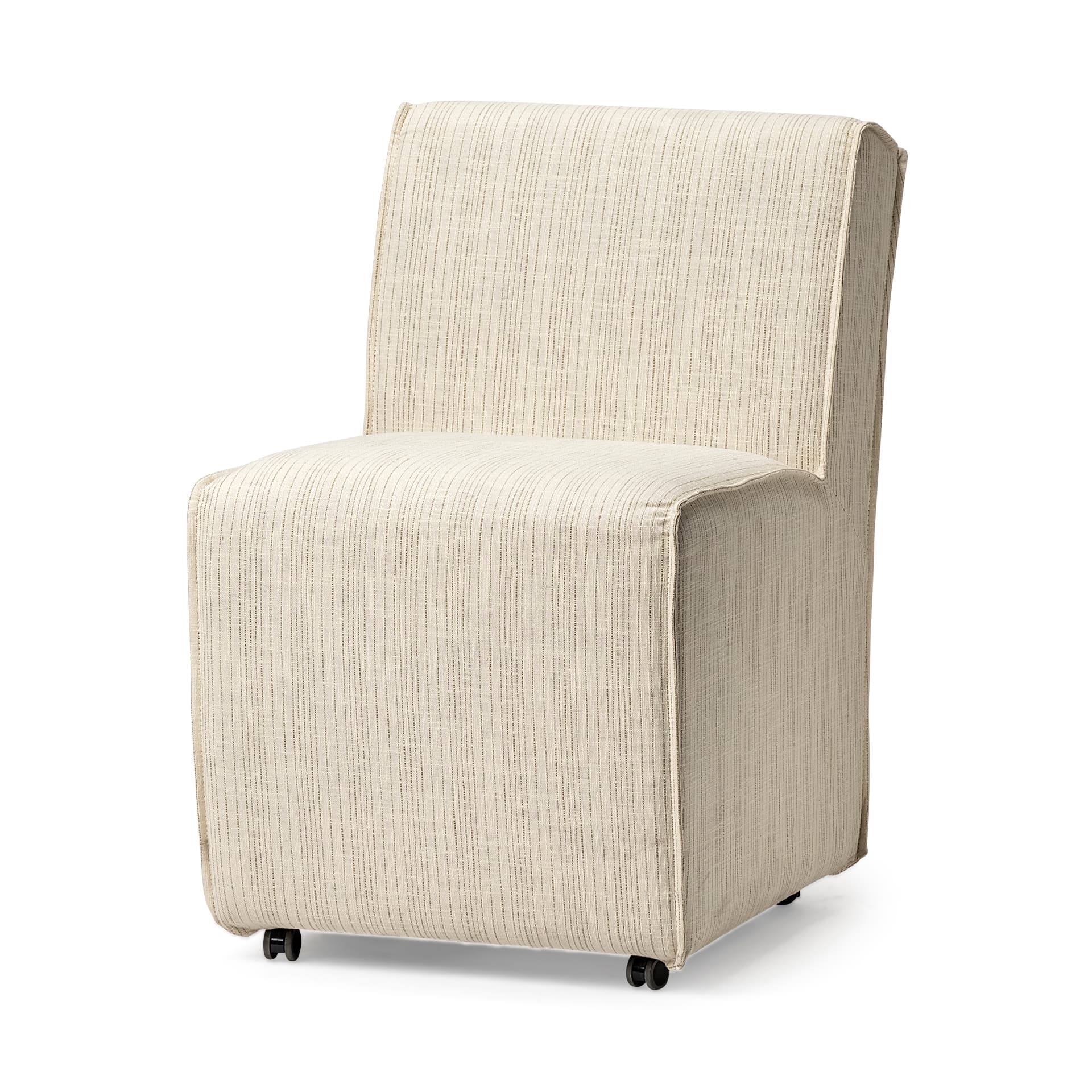 Damon Barrel Back Dining Arm Chair | Cream Fabric w/ Caster Base — product photograph