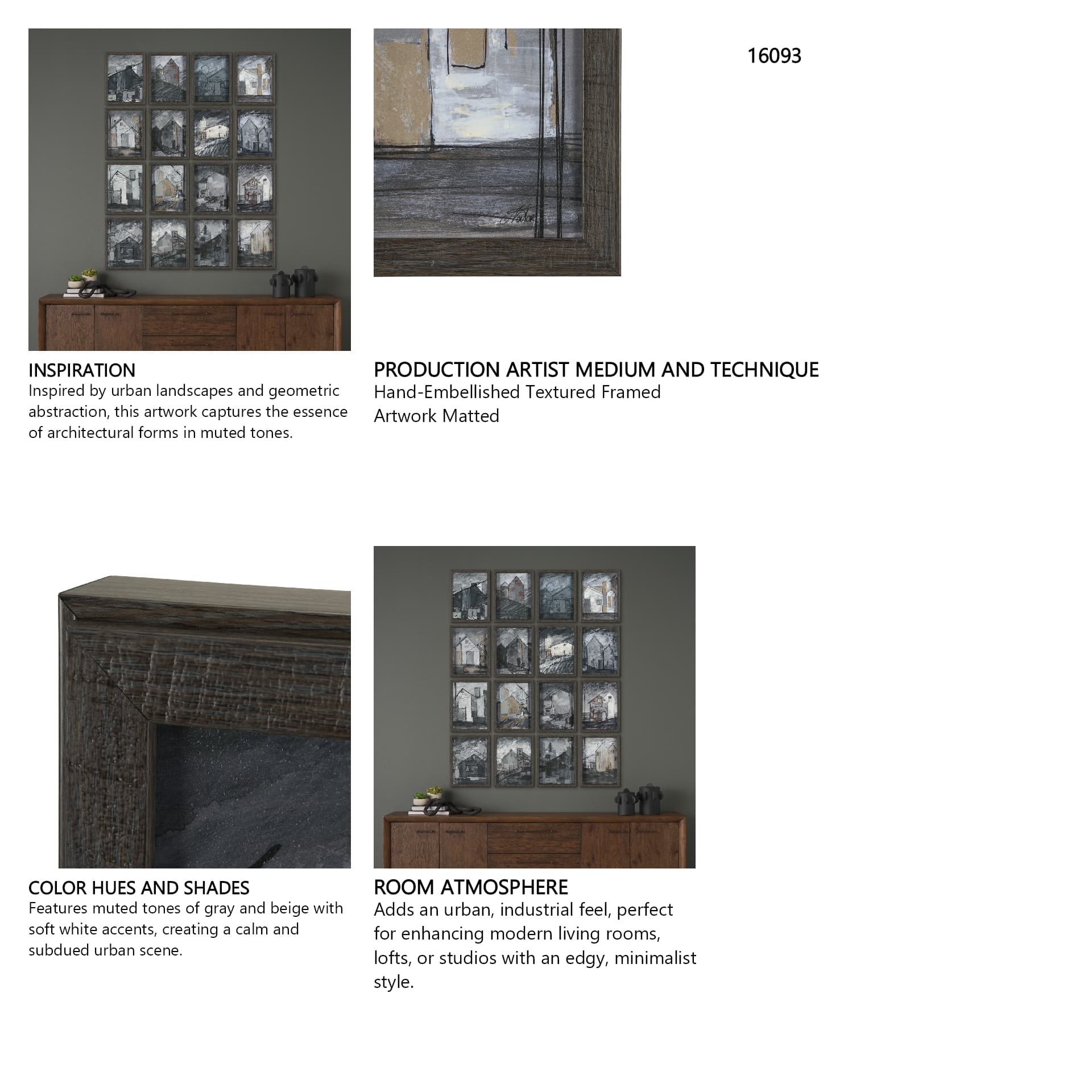 Community 1D by Mercana Studio Hand-Embellished Textured Framed Artwork Matted — in a styled room