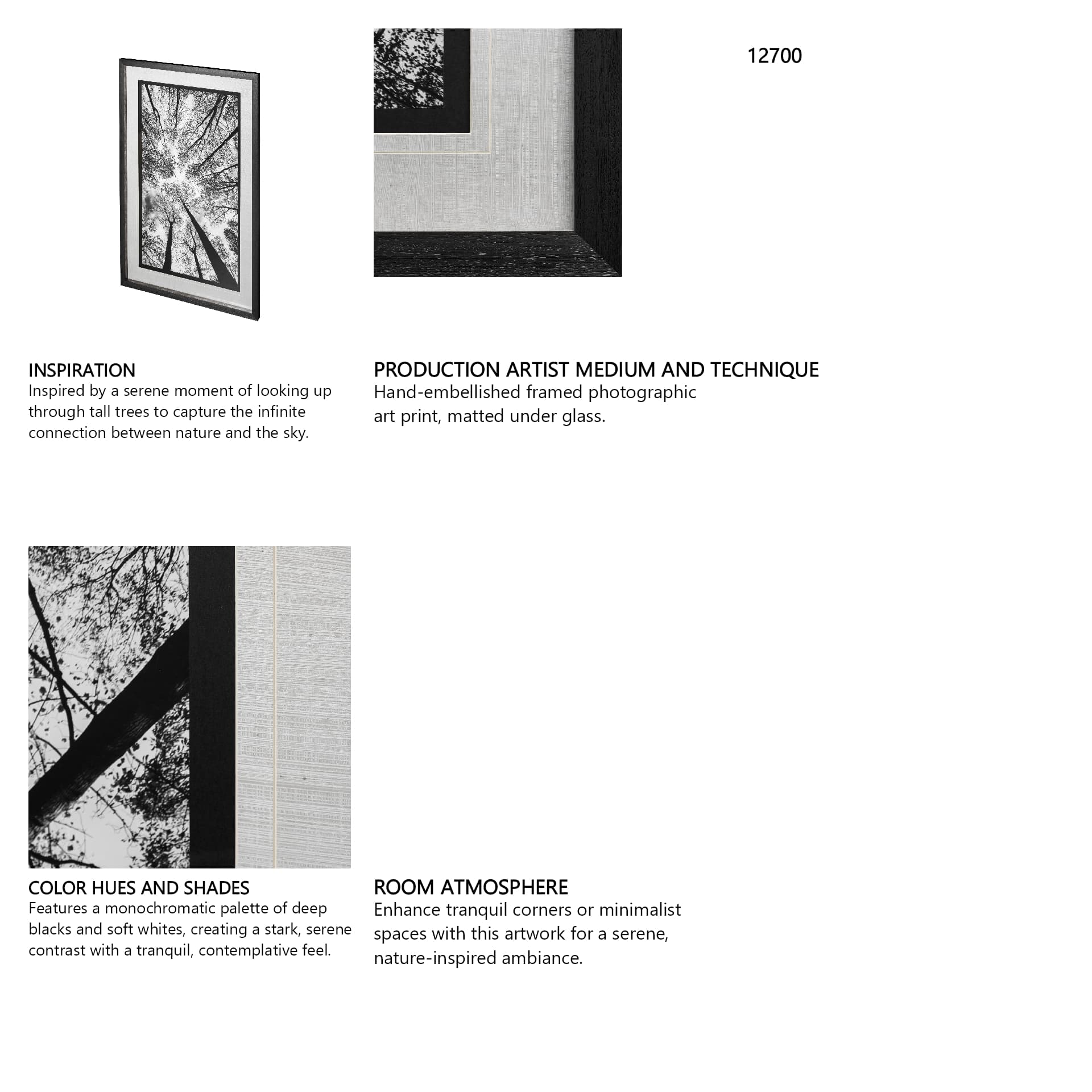 Looking Up I BW by Mercana Studio a Hand Embellished Textured Framed Photo Art Print Matted under Gl — in a styled room